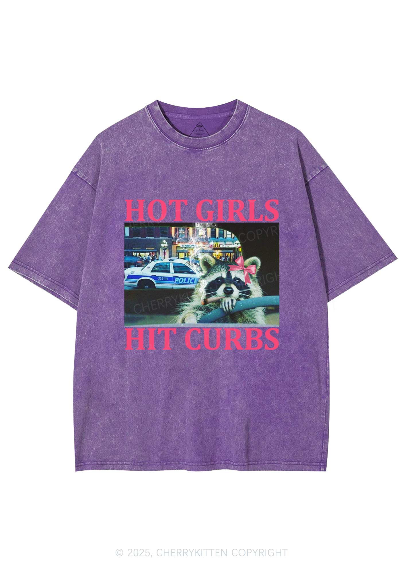 Hot Girls Hit Curbs Y2K Washed Tee Cherrykitten - Image 5