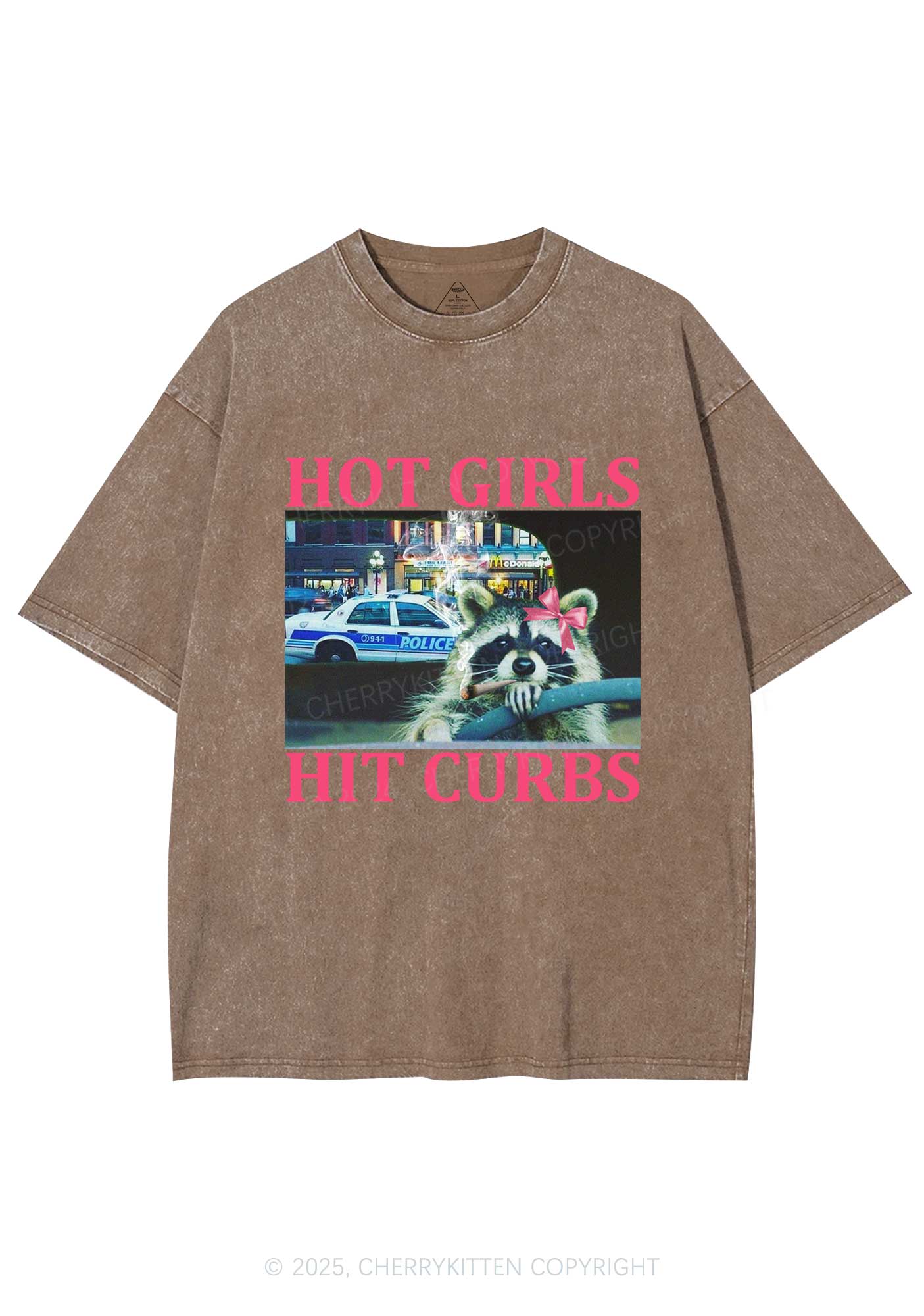Hot Girls Hit Curbs Y2K Washed Tee Cherrykitten - Image 6