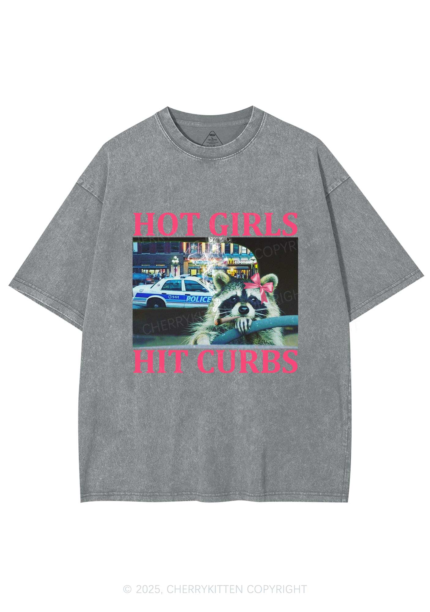 Hot Girls Hit Curbs Y2K Washed Tee Cherrykitten - Image 7