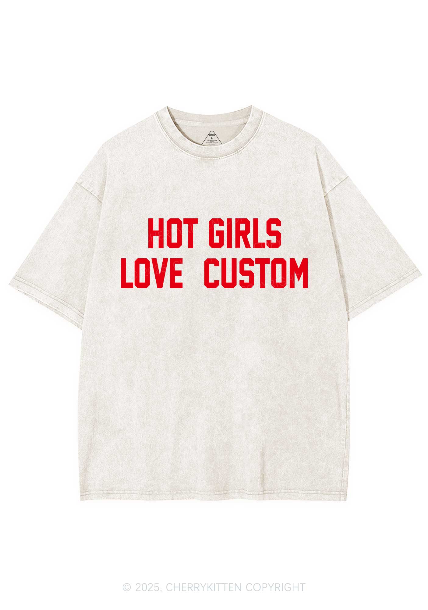 Hot Girls Love Custom Y2K Shirts Washed Tee Cherrykitten - Image 4