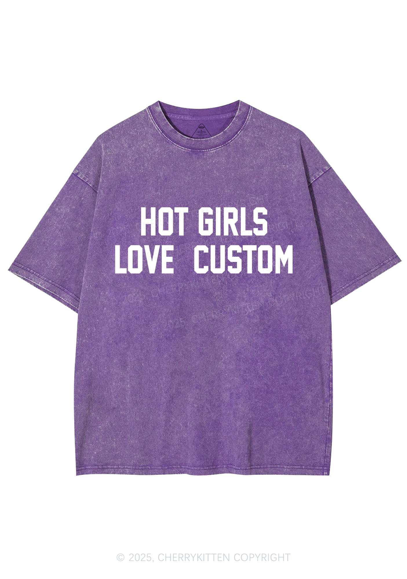 Hot Girls Love Custom Y2K Shirts Washed Tee Cherrykitten - Image 5