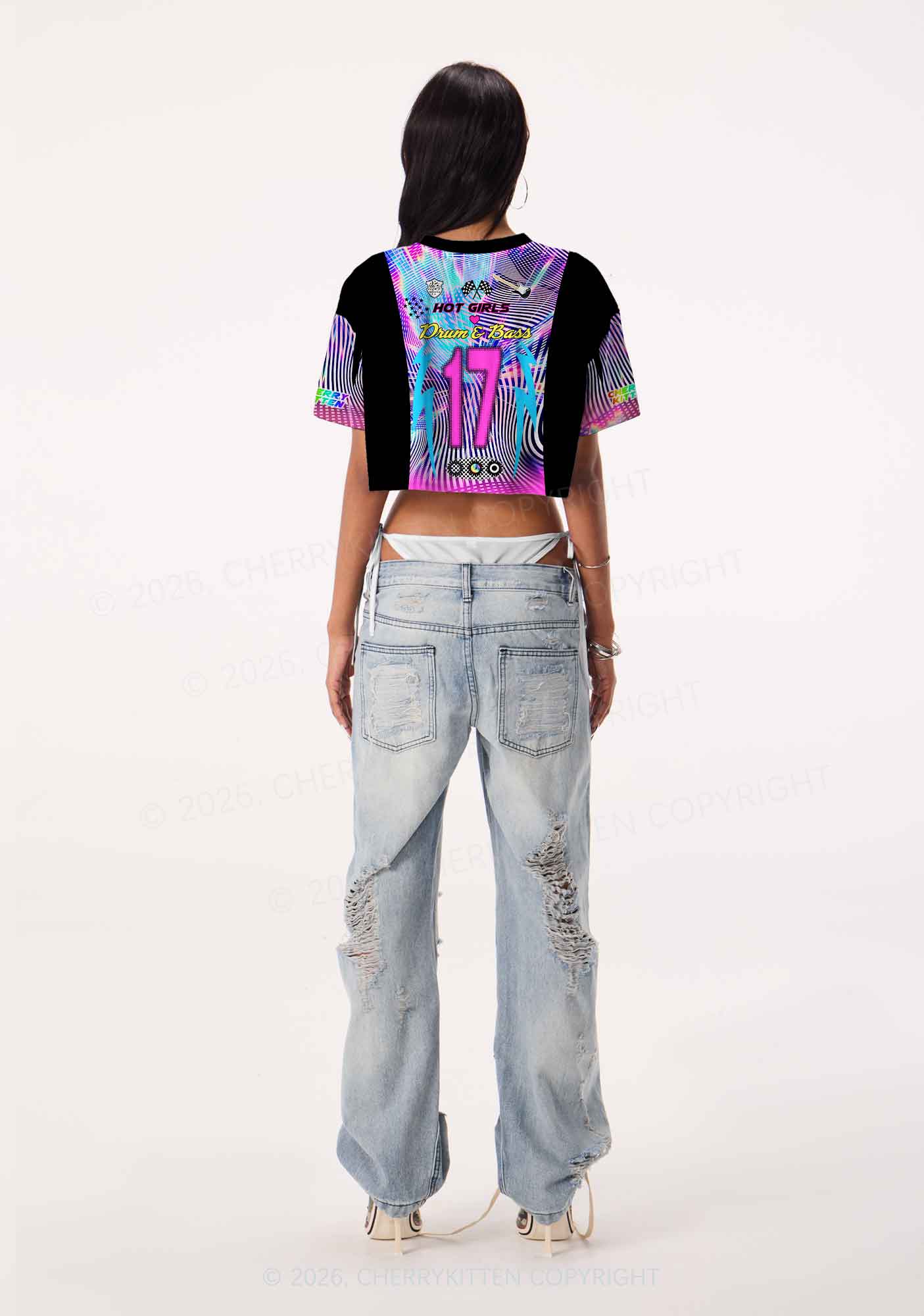 Hot Girls Love Drum And Bass Y2K Crop Sport Jersey Shirts Cherrykitten - Image 3