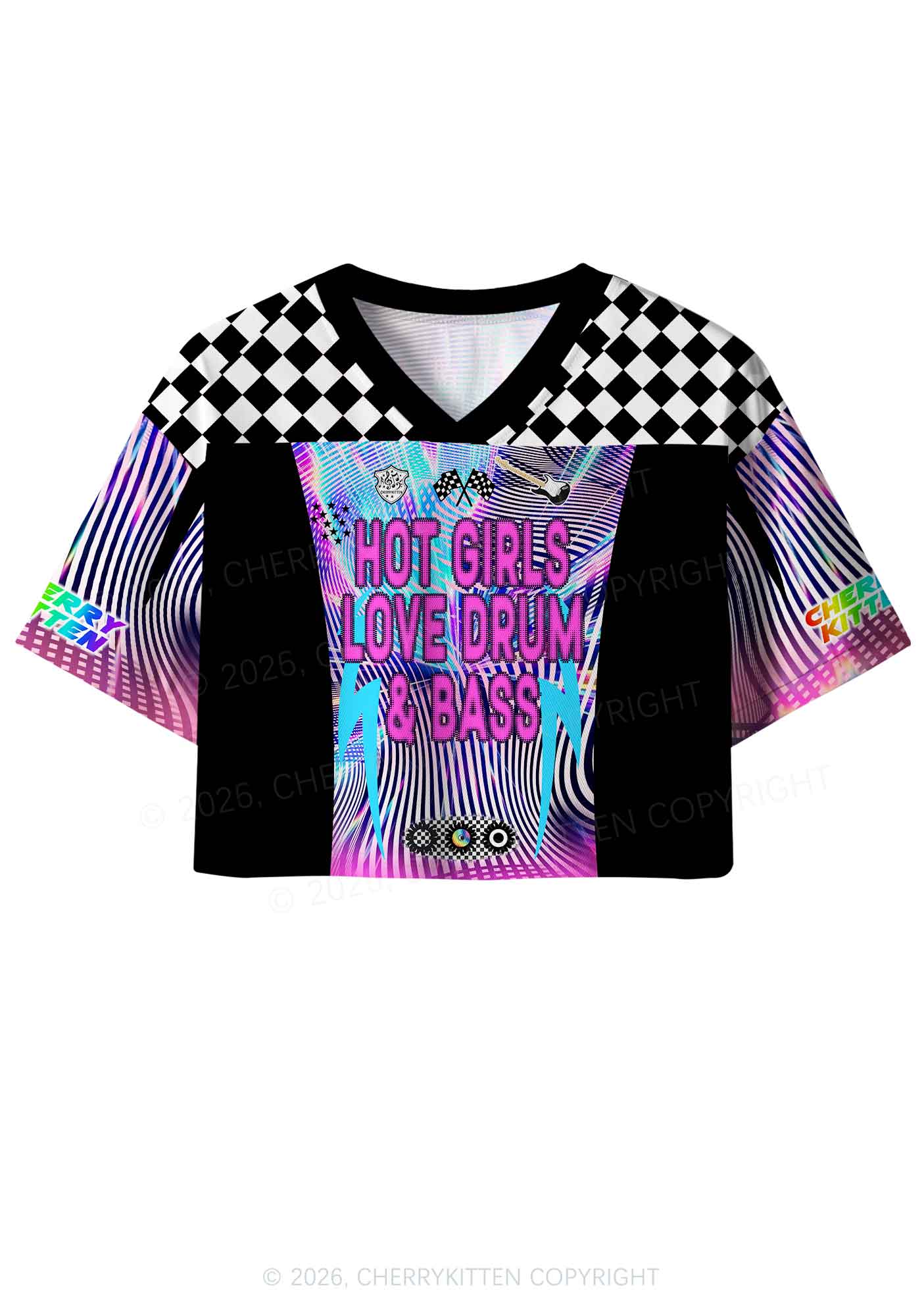 Hot Girls Love Drum And Bass Y2K Crop Sport Jersey Shirts Cherrykitten - Image 4