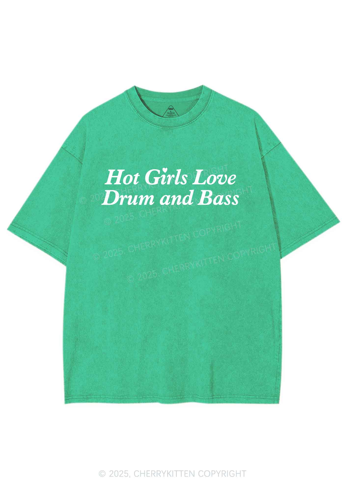 Hot Girls Love Drum And Bass Y2K Shirts Washed Tee Cherrykitten - Image 8