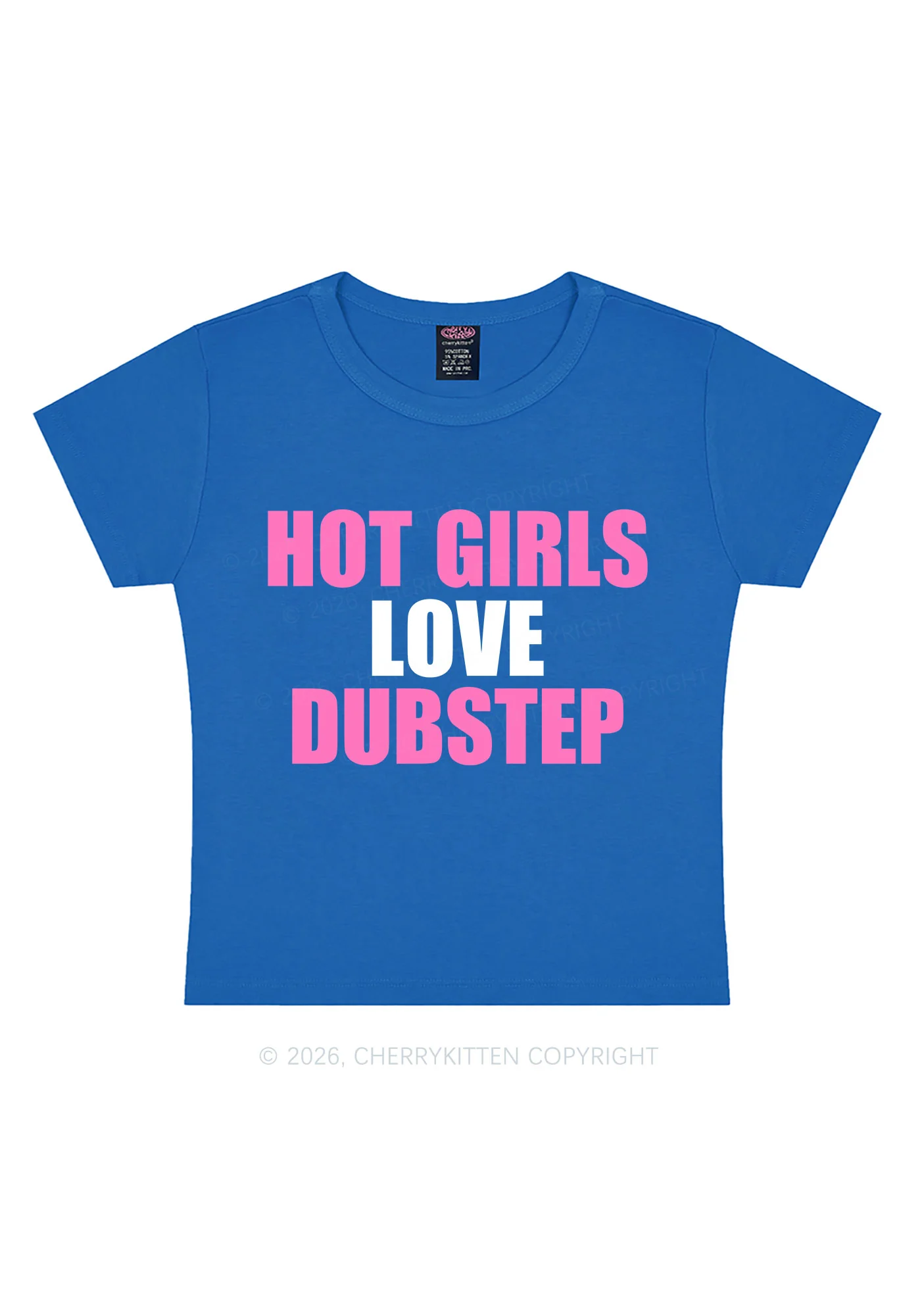 Hot Girls Love Dubstep Y2K Baby Tee Cherrykitten - Image 4
