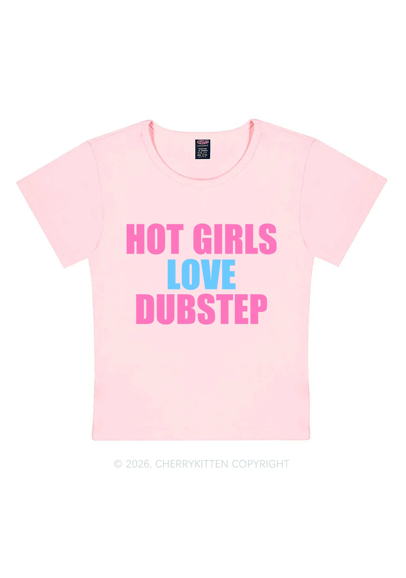 Hot Girls Love Dubstep Y2K Baby Tee Cherrykitten - Image 5