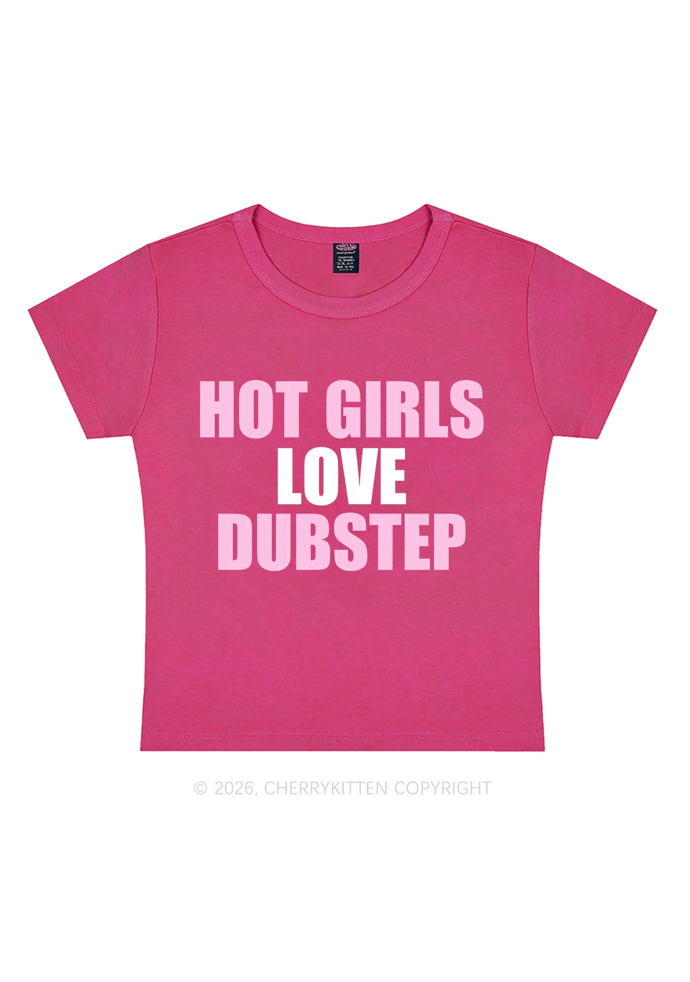 Hot Girls Love Dubstep Y2K Baby Tee Cherrykitten - Image 6
