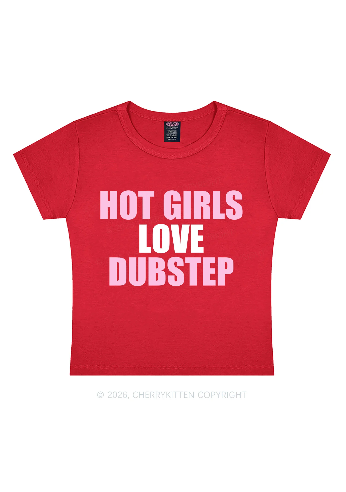 Hot Girls Love Dubstep Y2K Baby Tee Cherrykitten - Image 7