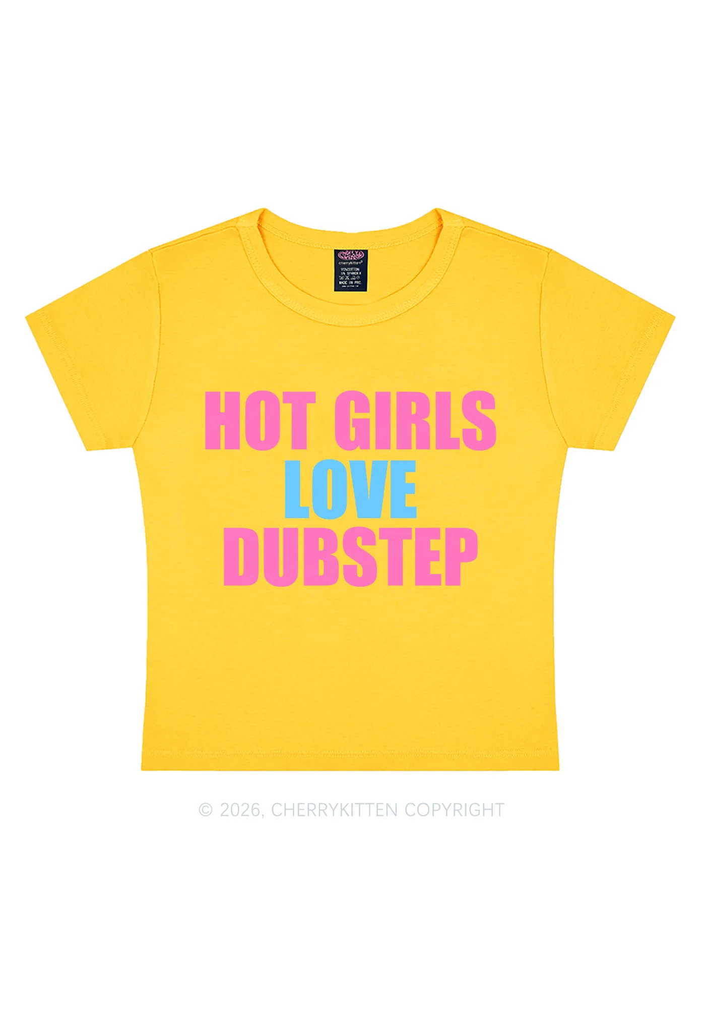 Hot Girls Love Dubstep Y2K Baby Tee Cherrykitten - Image 8