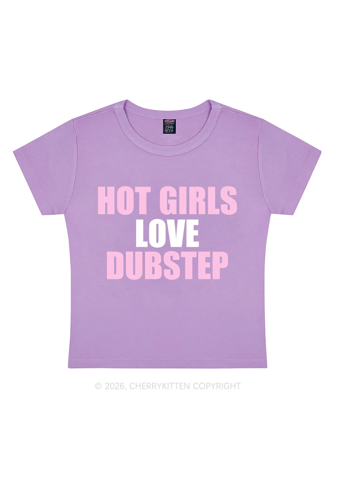 Hot Girls Love Dubstep Y2K Baby Tee Cherrykitten - Image 9