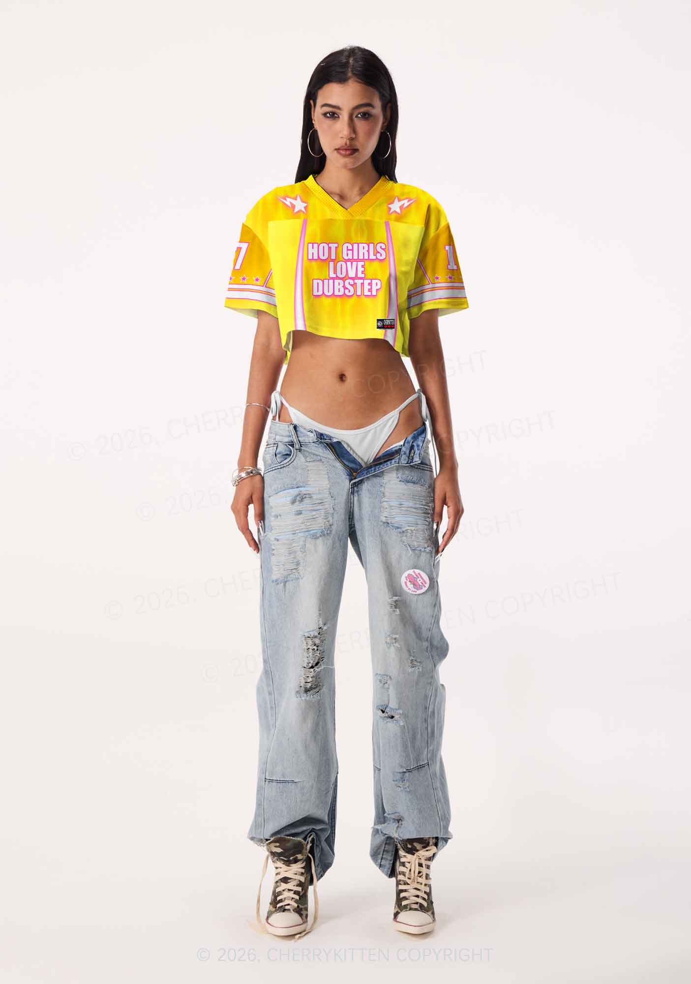 Hot Girls Love Dubstep Y2K Crop Sport Jersey Shirts Cherrykitten - Image 2