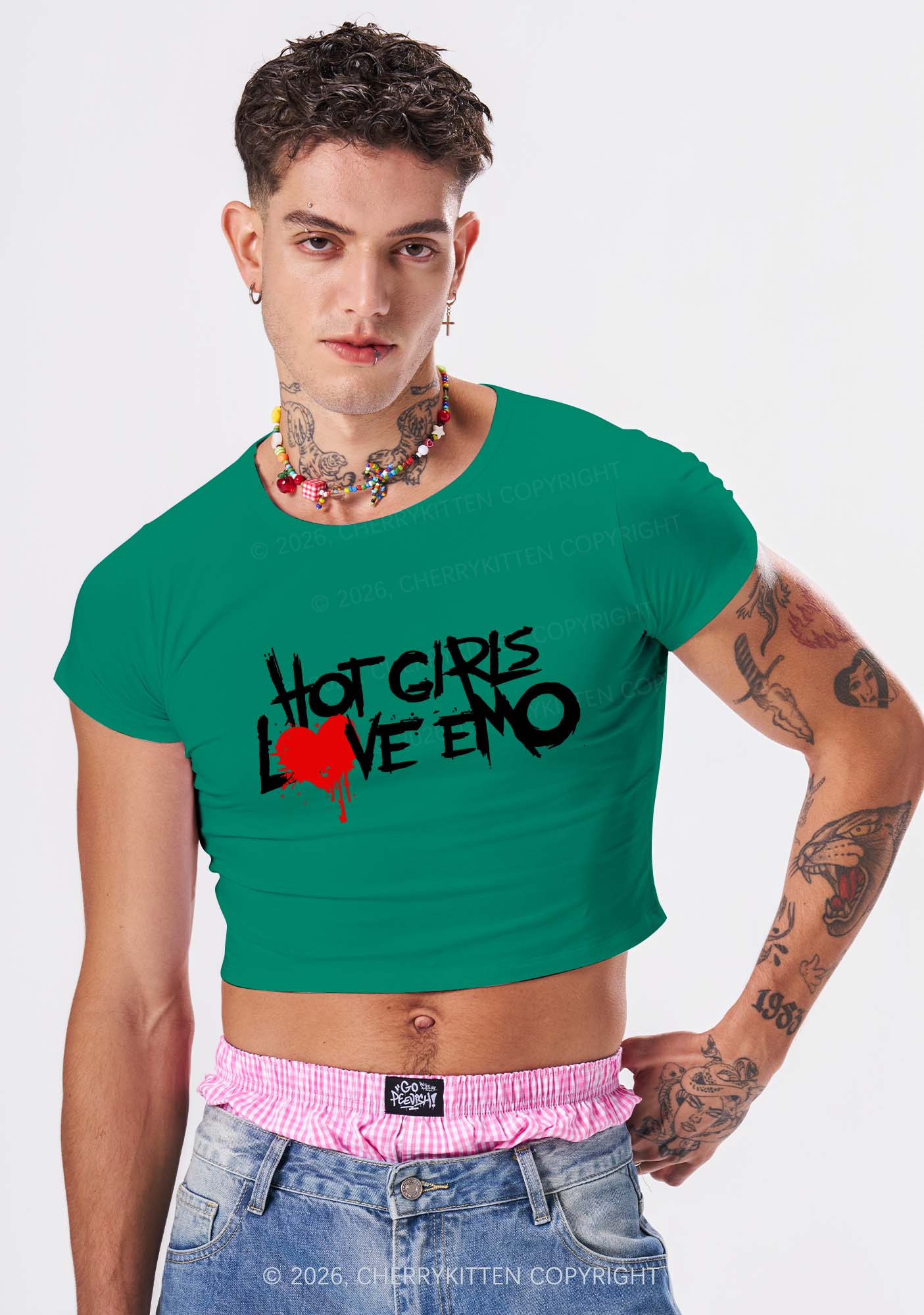 Hot Girls Love Emo Y2K Baby Tee Cherrykitten - Image 12