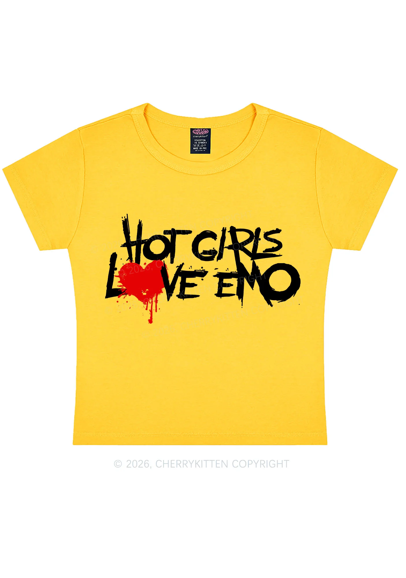 Hot Girls Love Emo Y2K Baby Tee Cherrykitten - Image 2