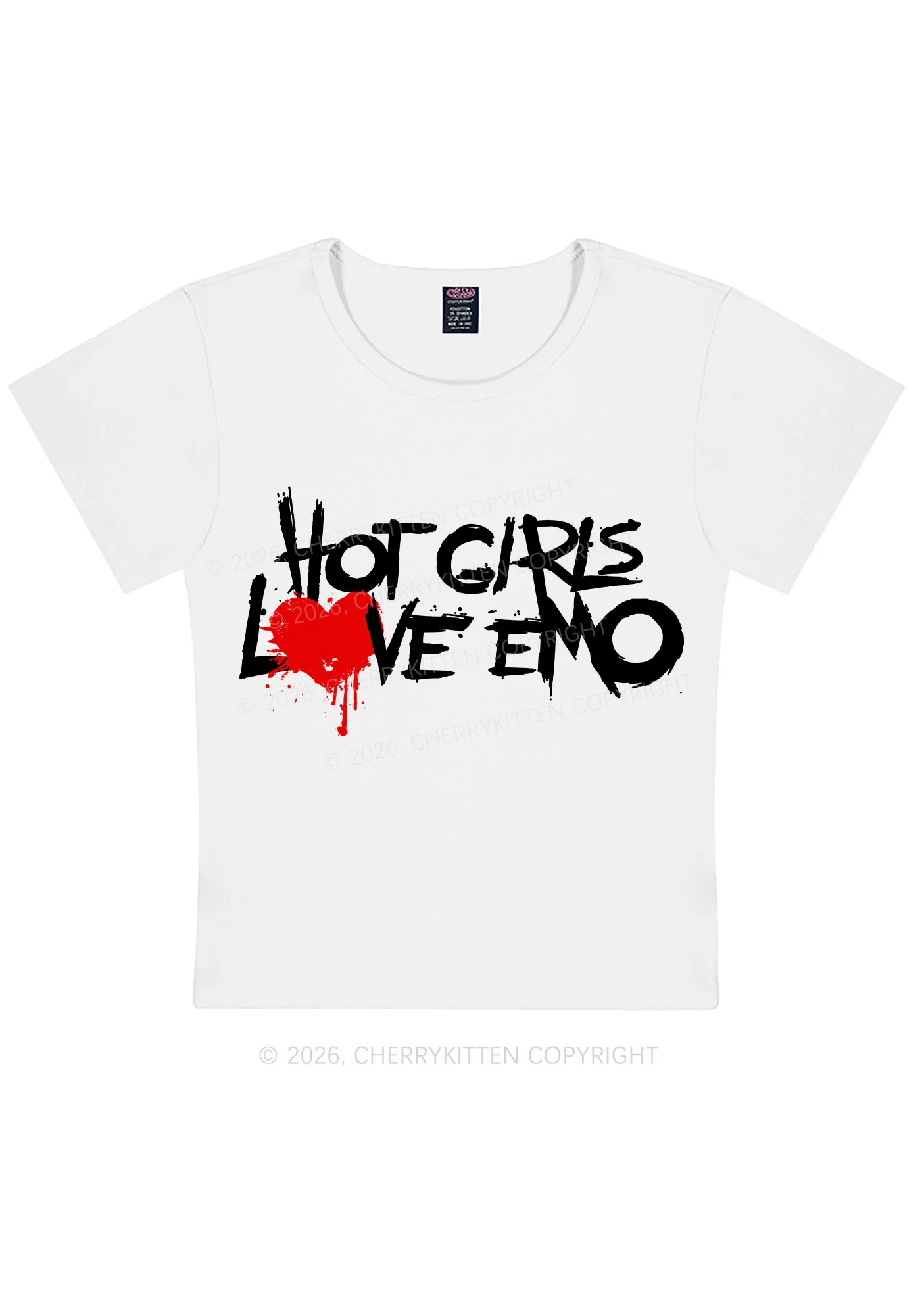 Hot Girls Love Emo Y2K Baby Tee Cherrykitten - Image 3