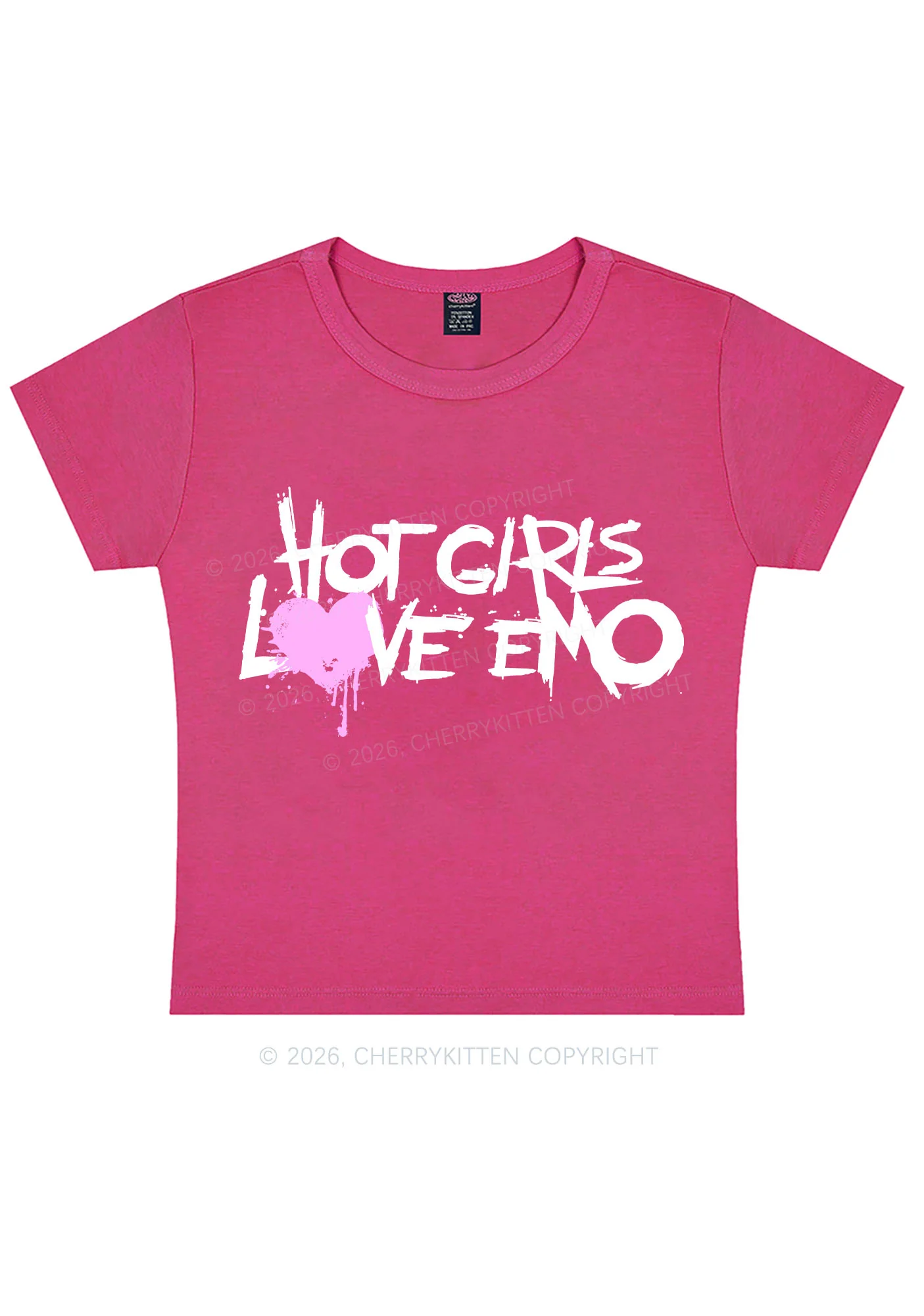 Hot Girls Love Emo Y2K Baby Tee Cherrykitten - Image 4