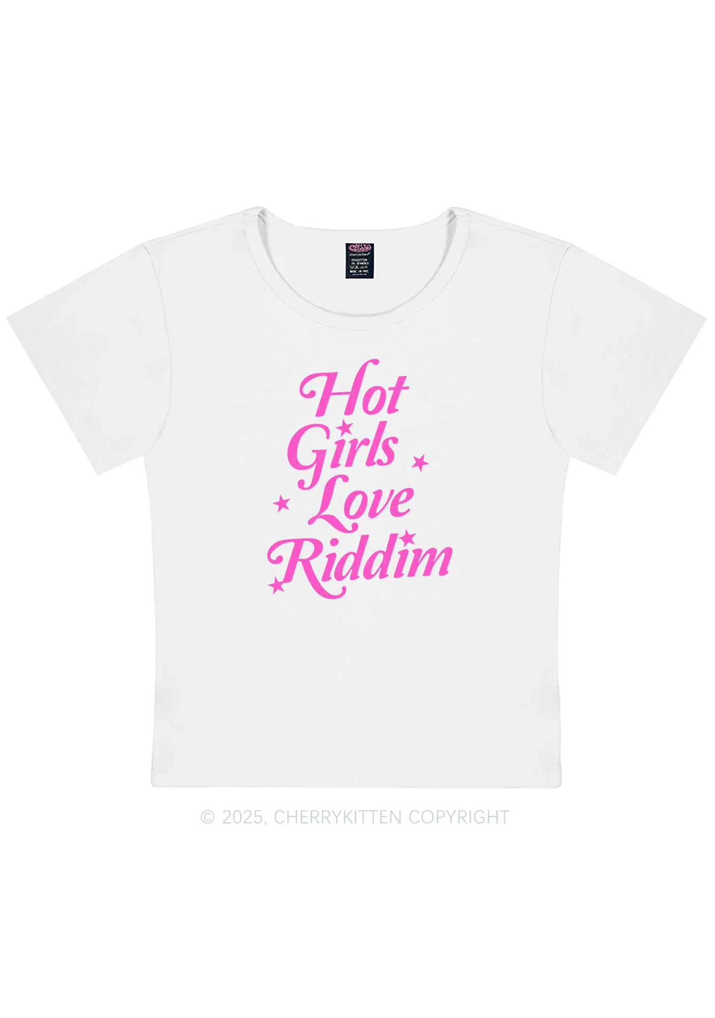Hot Girls Love Riddim Y2K Baby Tee Cherrykitten - Image 3