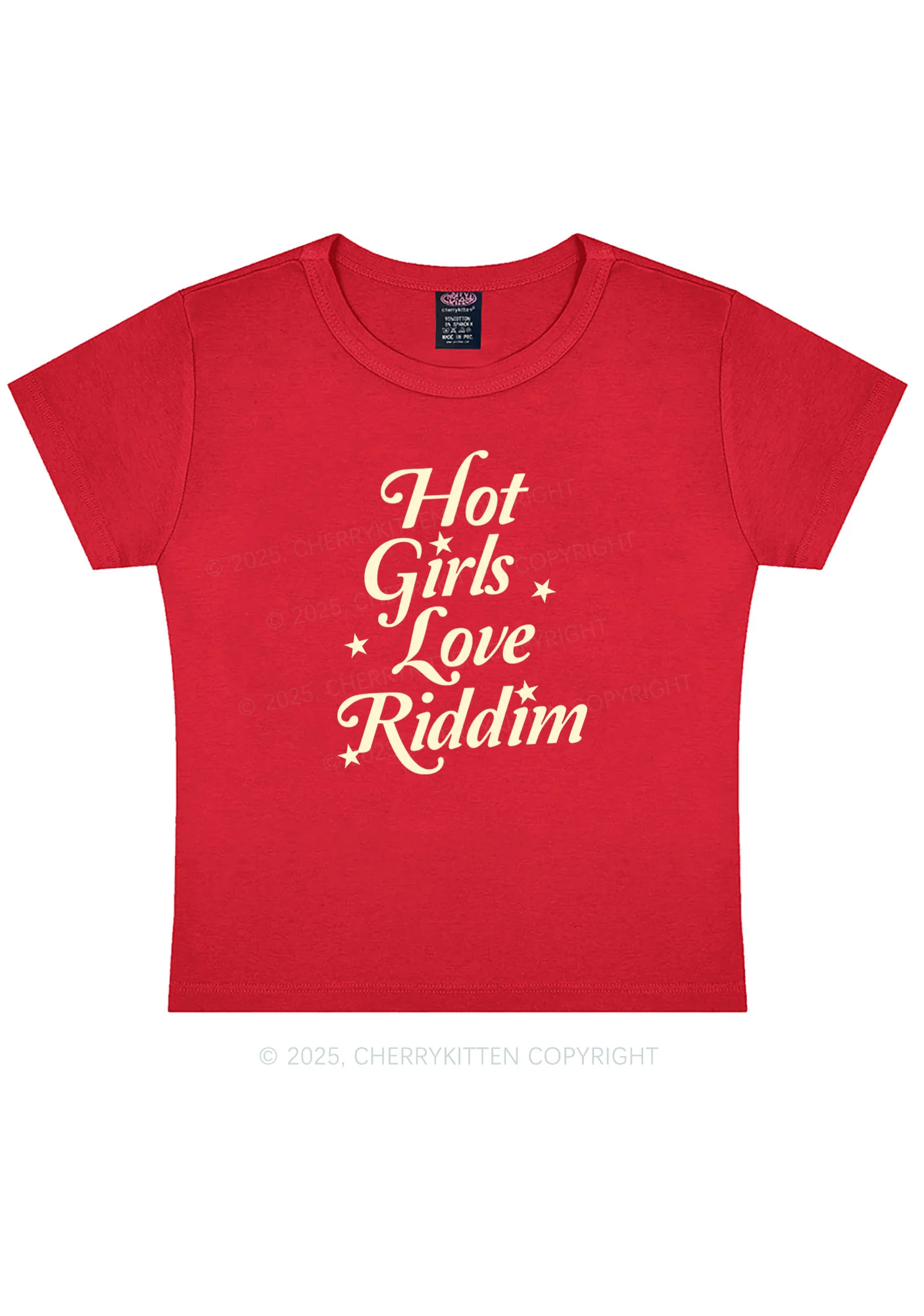 Hot Girls Love Riddim Y2K Baby Tee Cherrykitten - Image 4