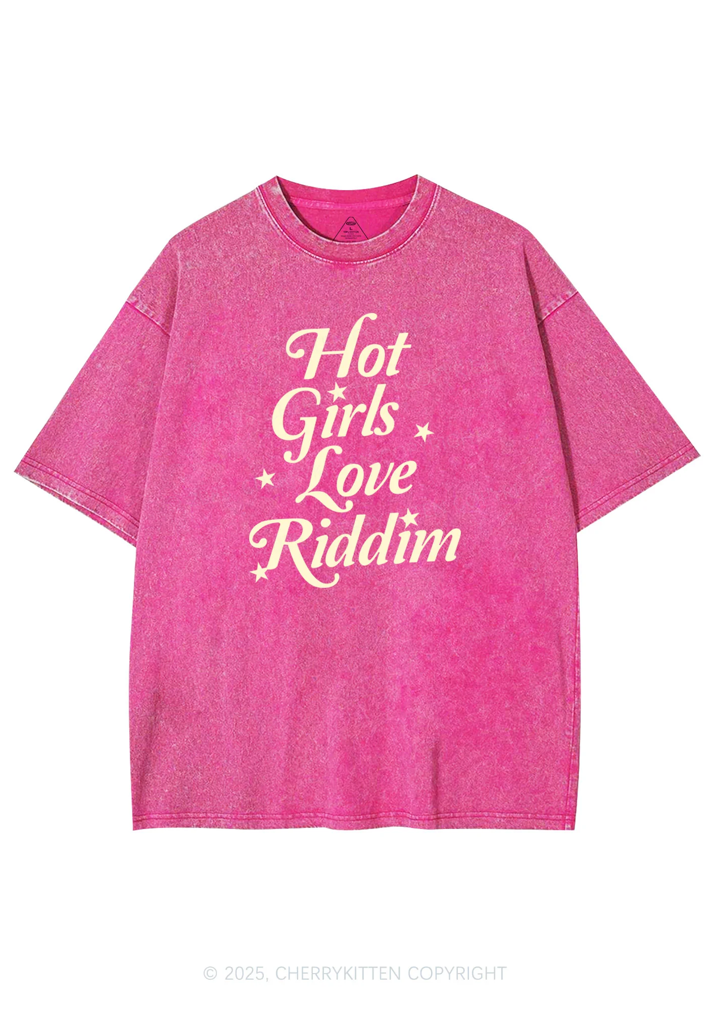 Hot Girls Love Riddim Y2K Shirts Washed Tee Cherrykitten - Image 3