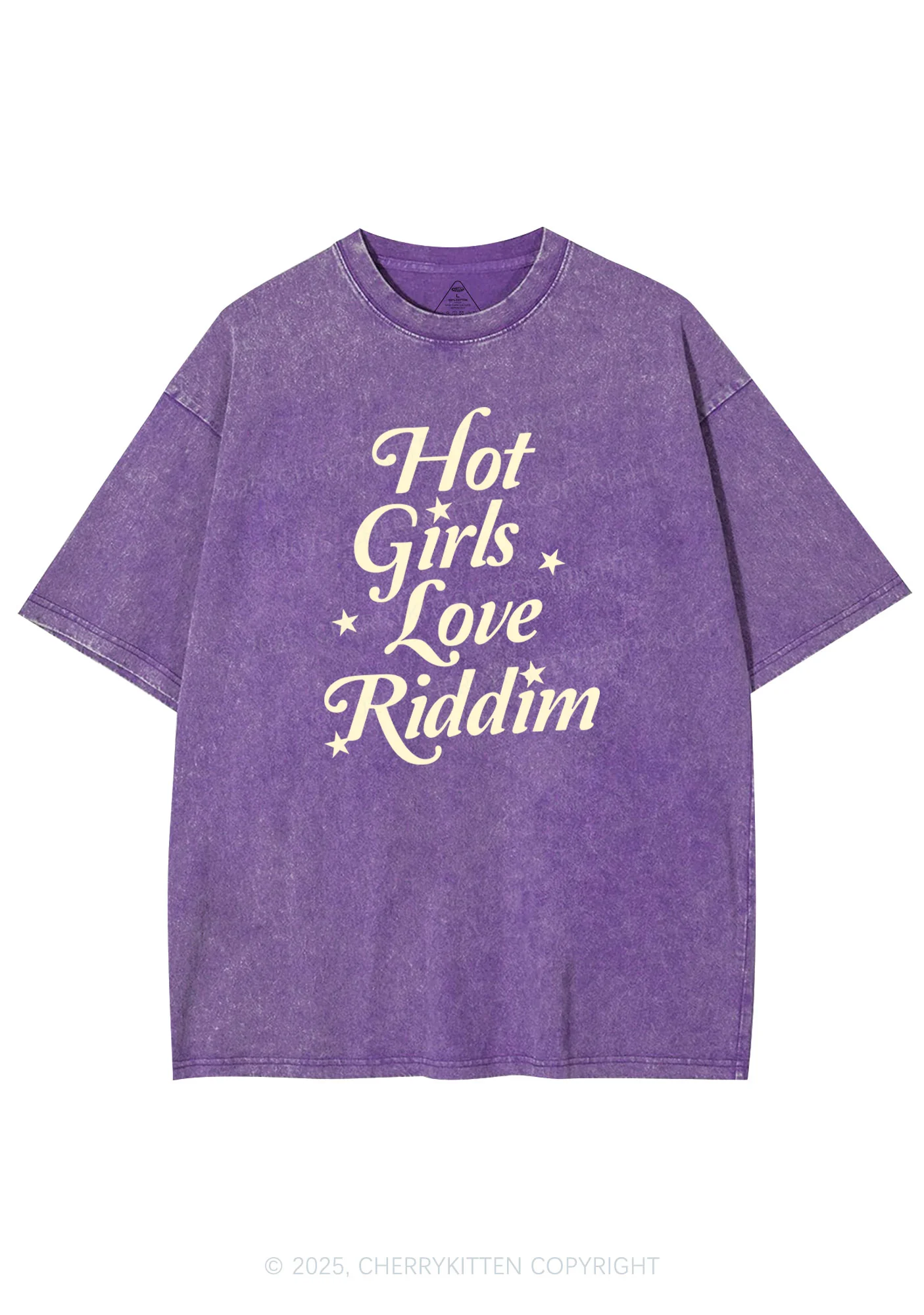 Hot Girls Love Riddim Y2K Shirts Washed Tee Cherrykitten - Image 4