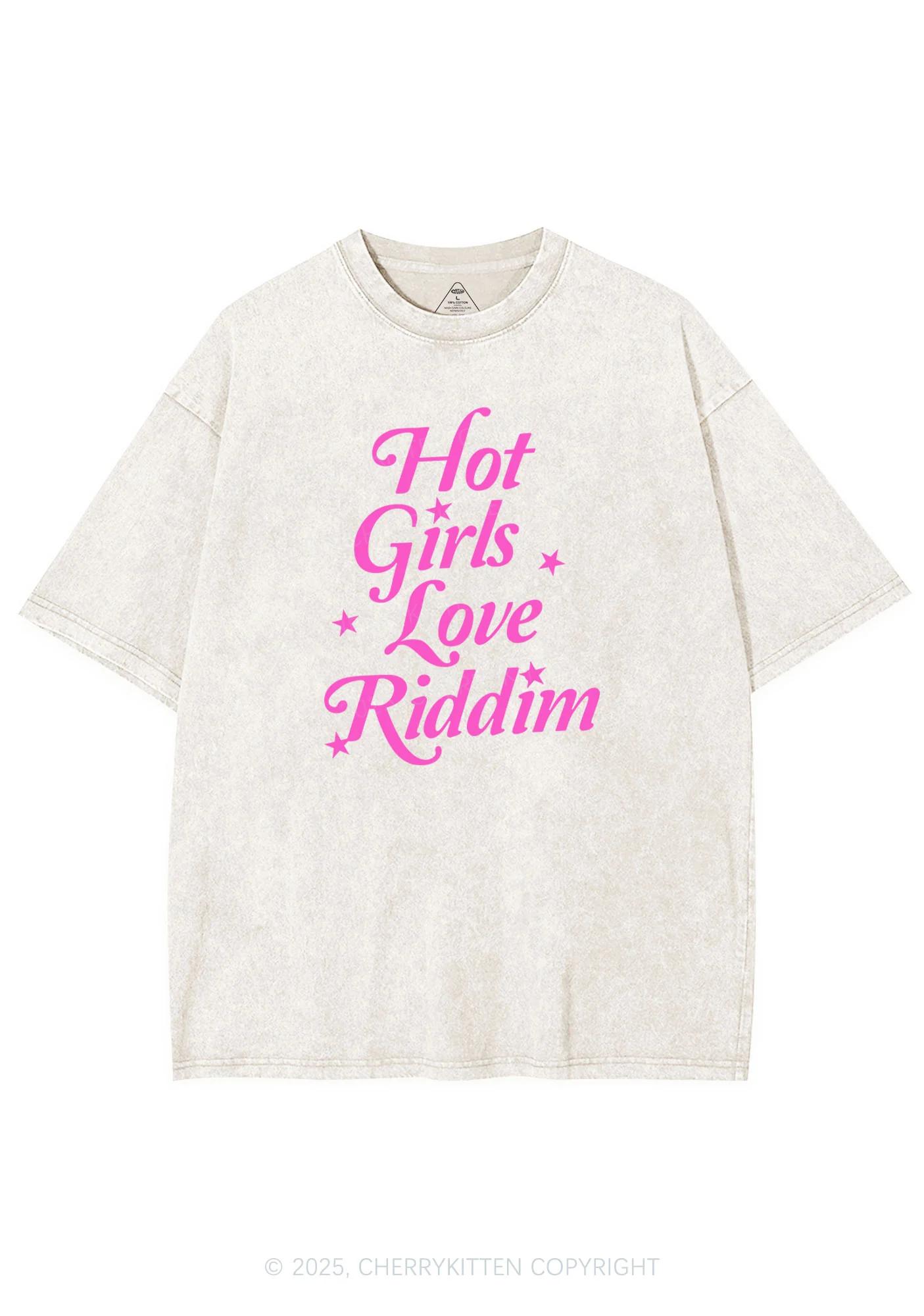 Hot Girls Love Riddim Y2K Shirts Washed Tee Cherrykitten - Image 5