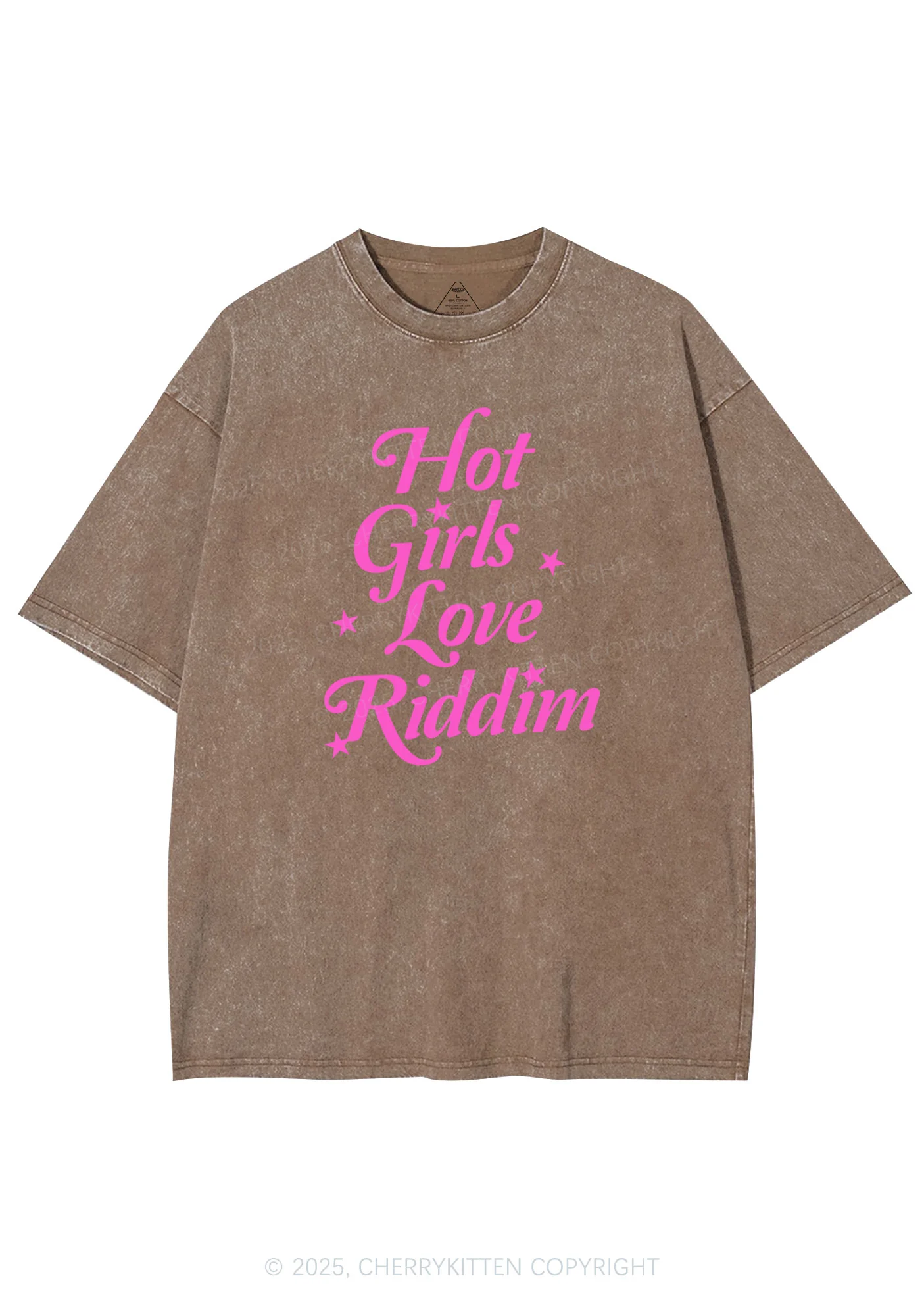 Hot Girls Love Riddim Y2K Shirts Washed Tee Cherrykitten - Image 6
