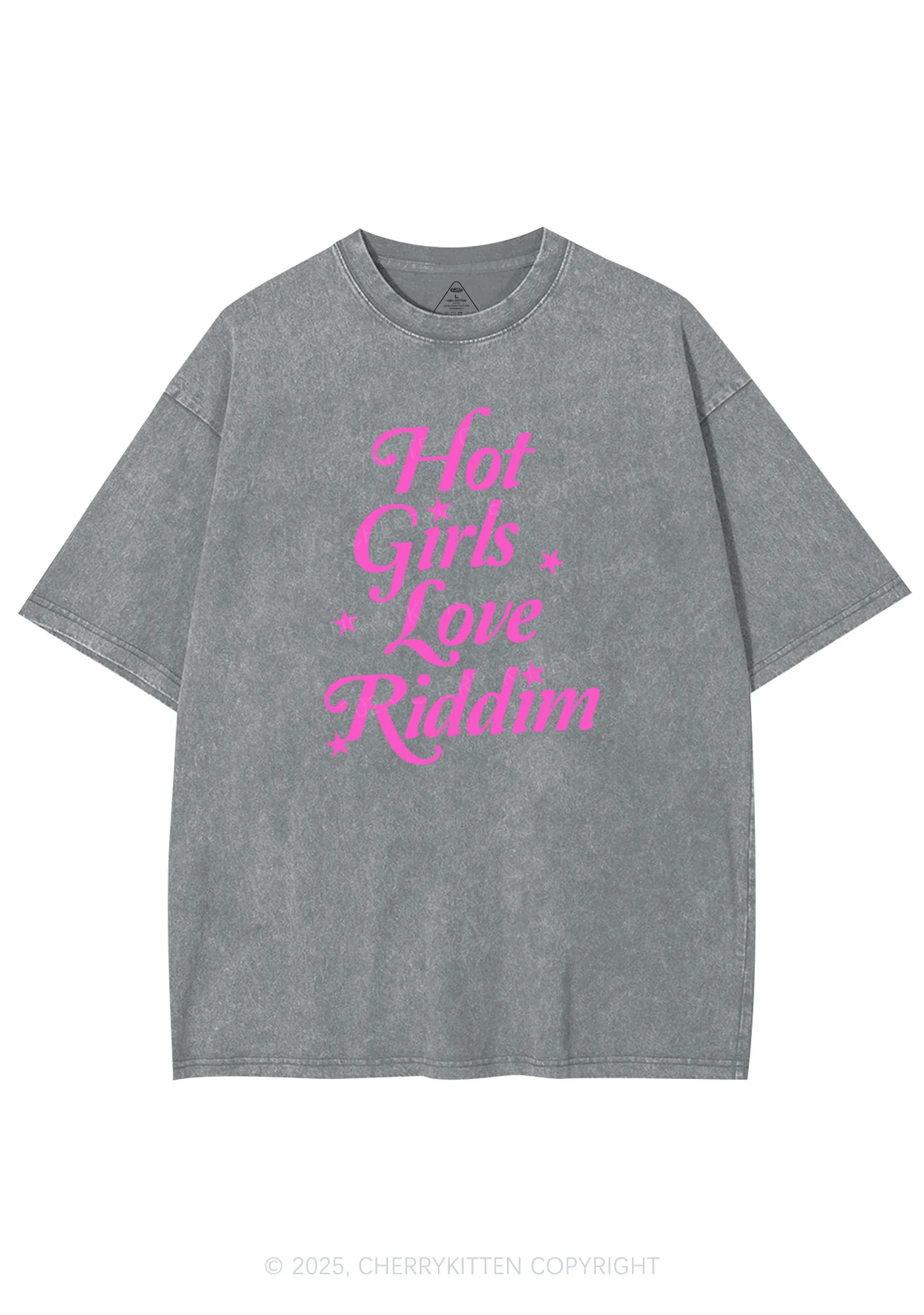 Hot Girls Love Riddim Y2K Shirts Washed Tee Cherrykitten - Image 7