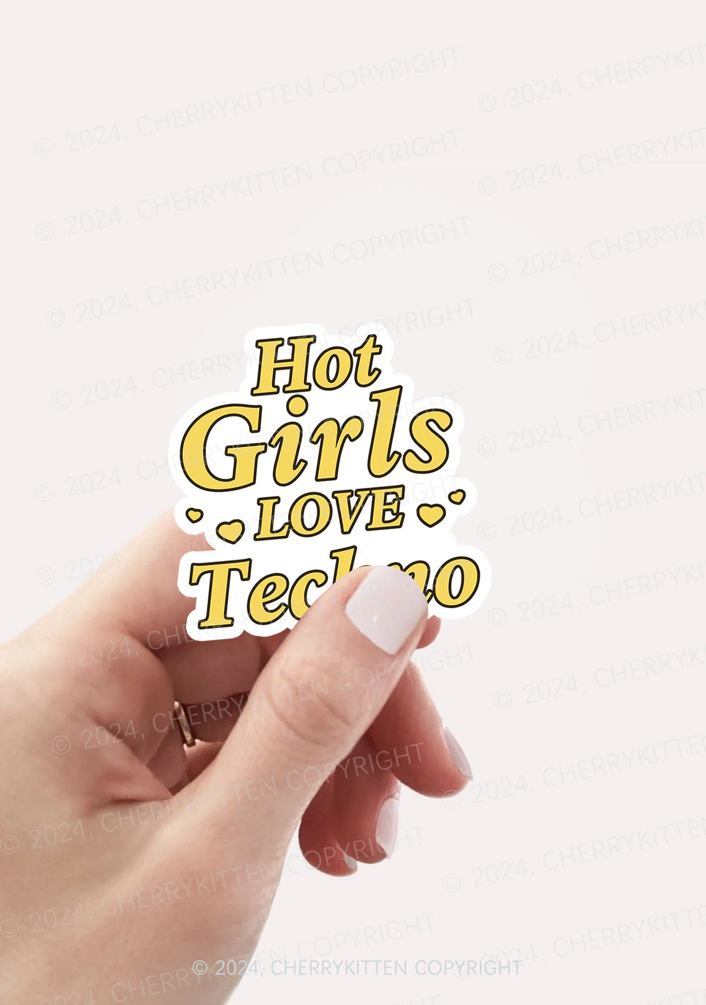 Hot Girls Love Techno 1Pc Y2K Sticker Cherrykitten - Image 2