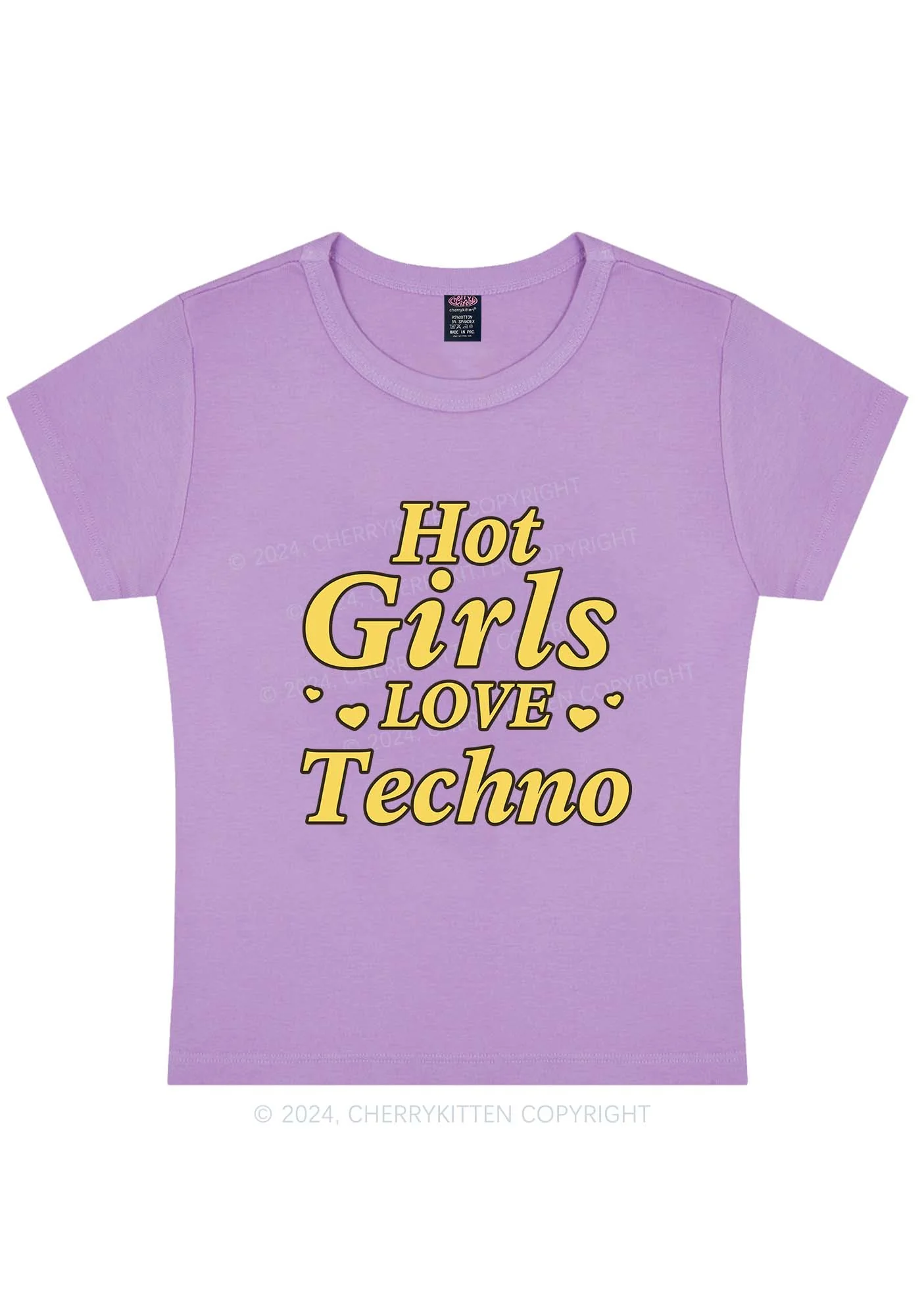 Hot Girls Love Techno Y2K Baby Tee Cherrykitten - Image 7