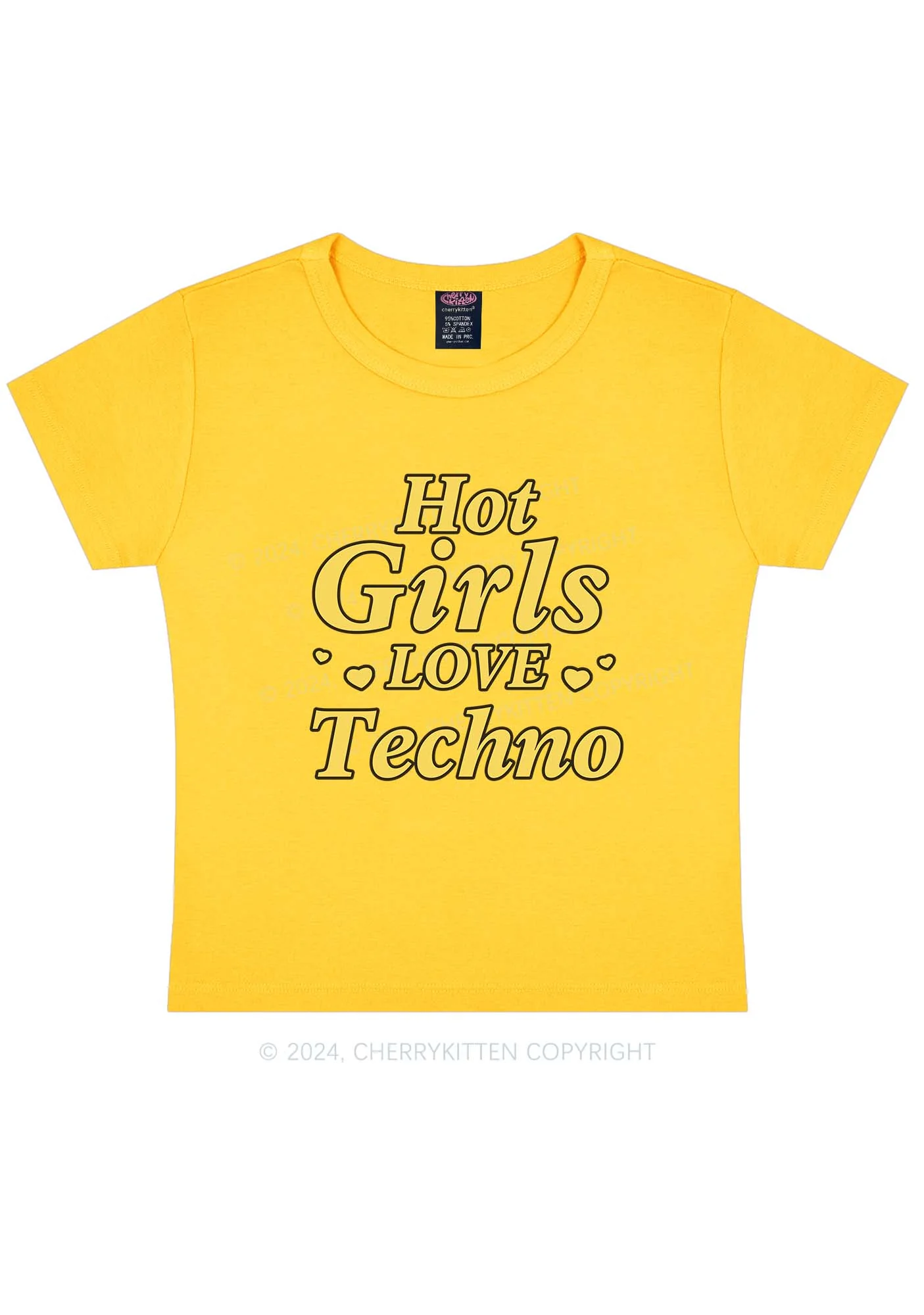 Hot Girls Love Techno Y2K Baby Tee Cherrykitten - Image 8