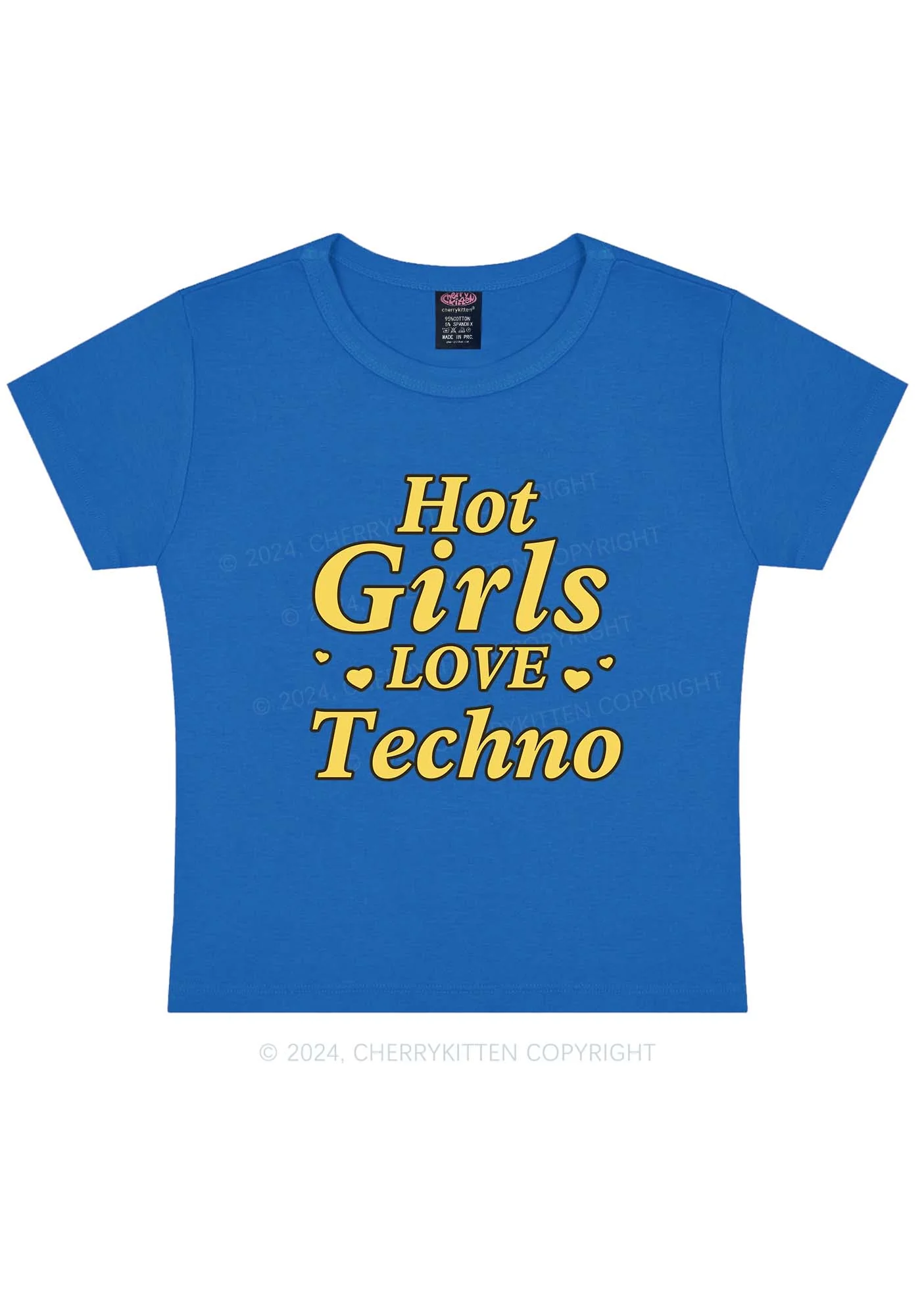 Hot Girls Love Techno Y2K Baby Tee Cherrykitten - Image 9