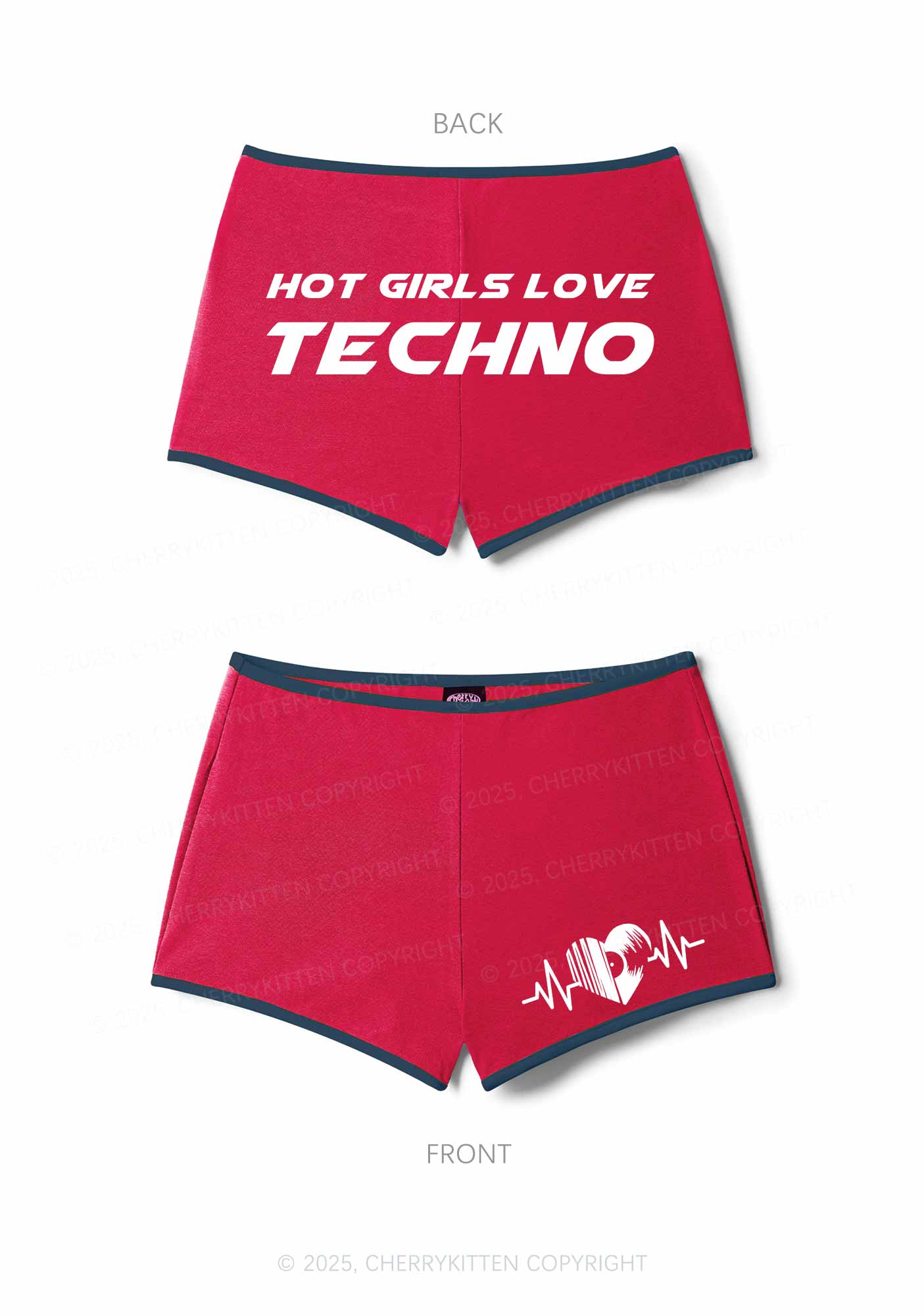 Hot Girls Love Techno Y2K Booty Shorts Cherrykitten - Image 4