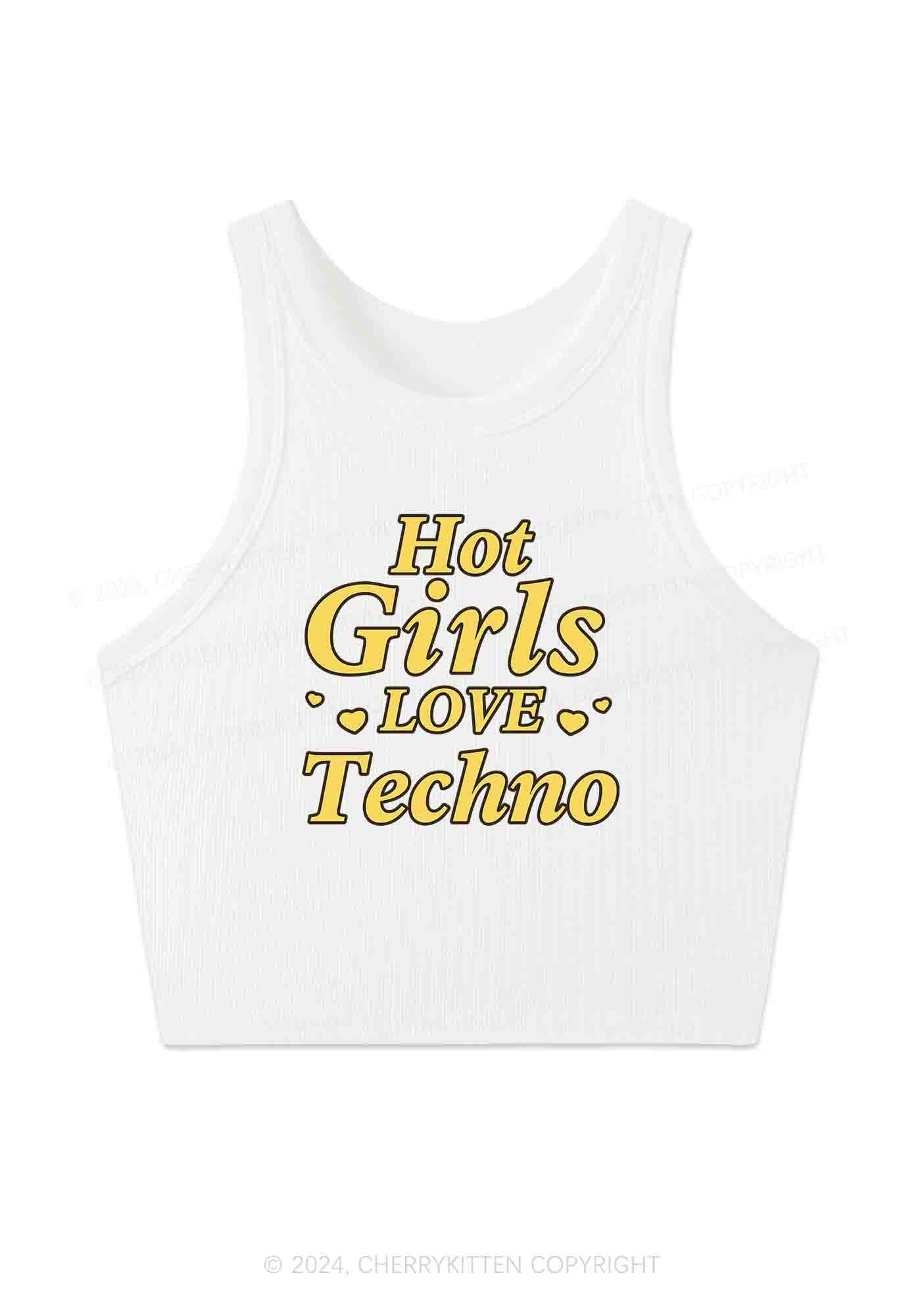 Hot Girls Love Techno Y2K Crop Tank Top Cherrykitten - Image 3