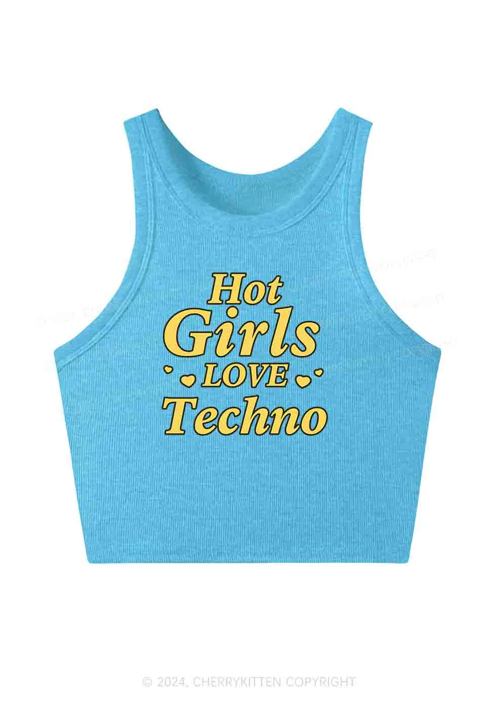 Hot Girls Love Techno Y2K Crop Tank Top Cherrykitten - Image 5