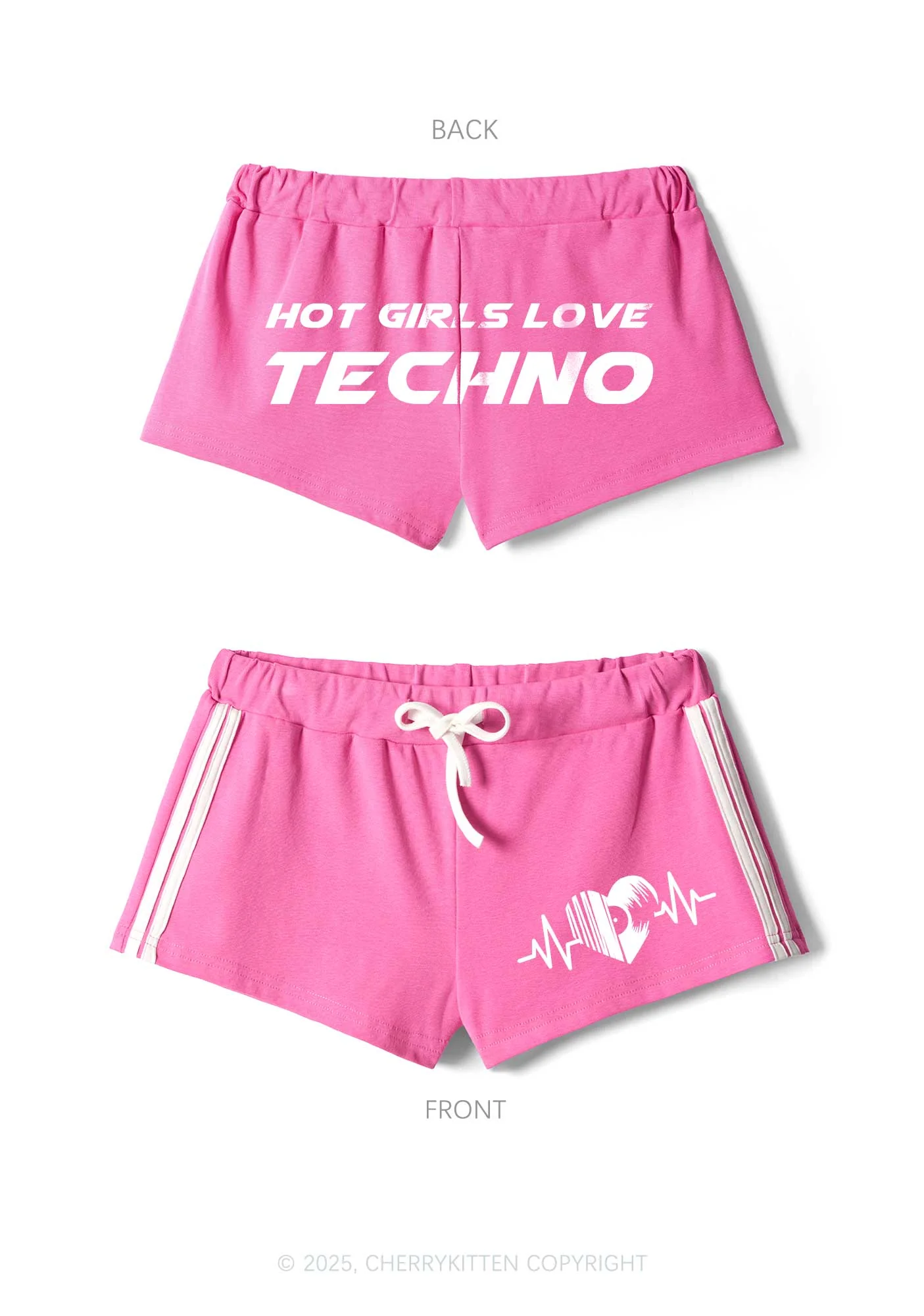 Hot Girls Love Techno Y2K Drawstring Mini Shorts Cherrykitten - Image 5