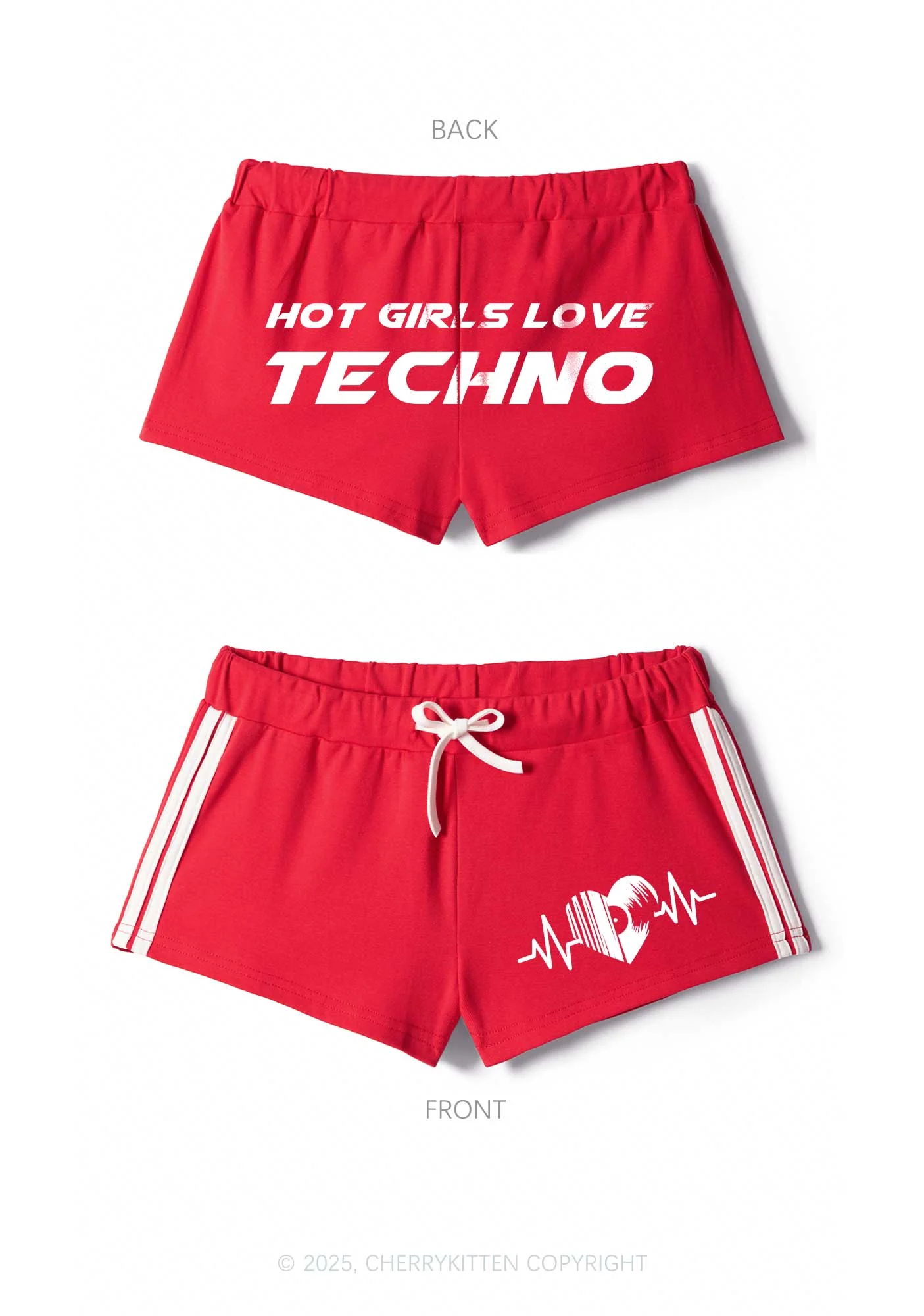 Hot Girls Love Techno Y2K Drawstring Mini Shorts Cherrykitten - Image 6