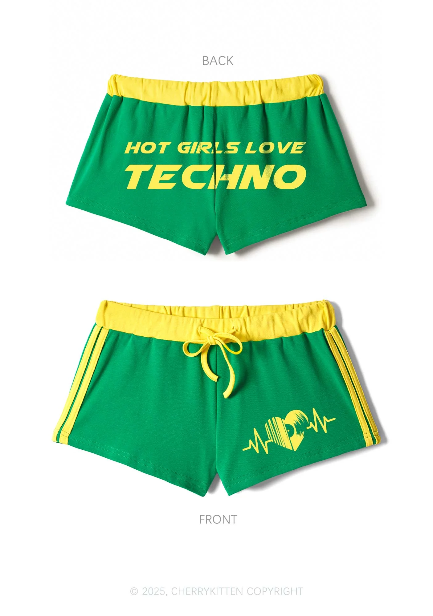 Hot Girls Love Techno Y2K Drawstring Mini Shorts Cherrykitten - Image 7