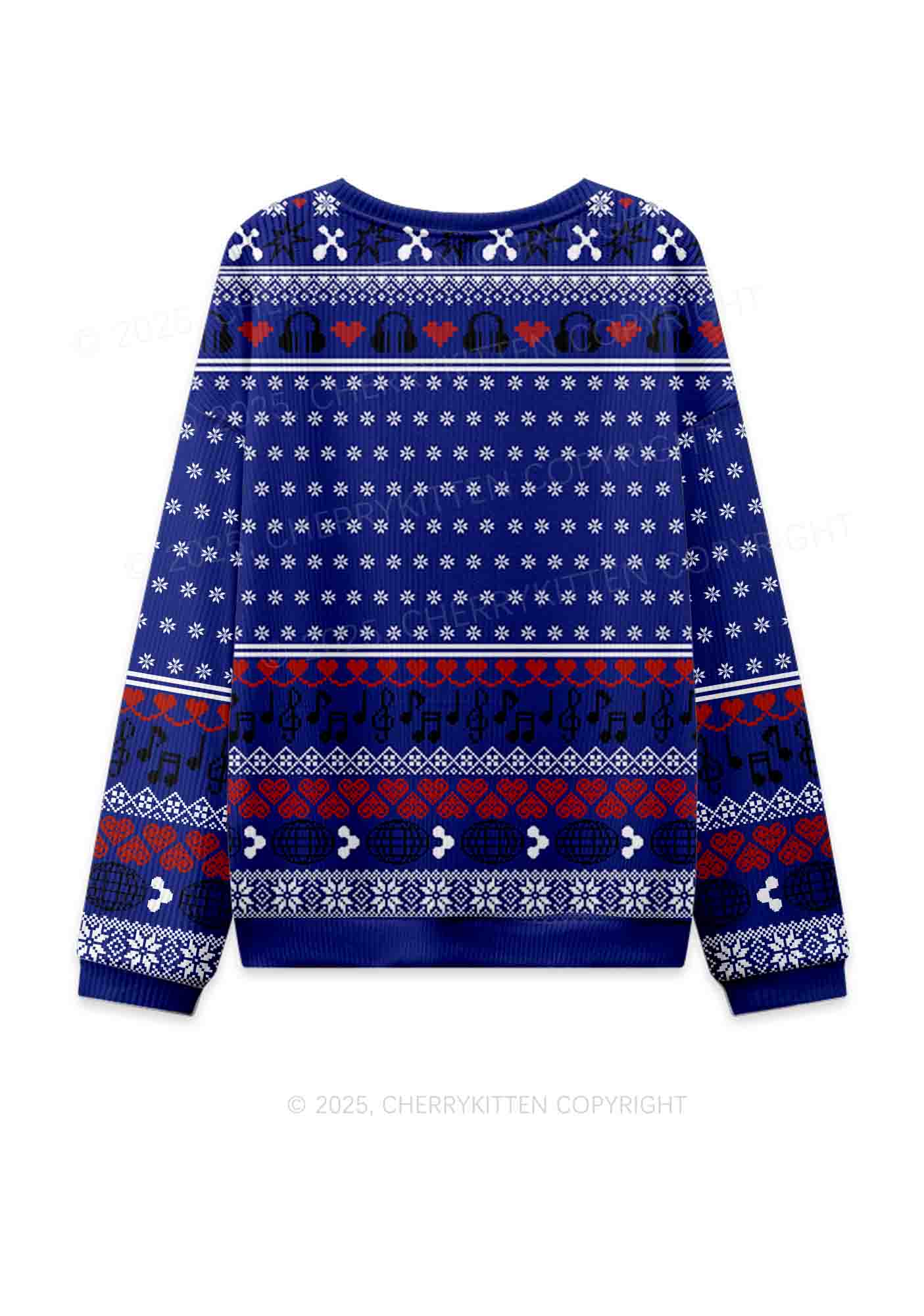Hot Girls Love Techno Y2K Christmas Knit Sweatshirt Cherrykitten - Image 2