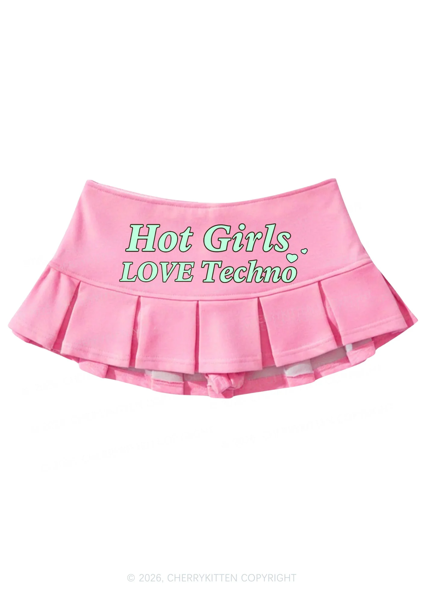 Hot Girls Love Techno Y2K Mini Pleated Skirts Cherrykitten - Image 2