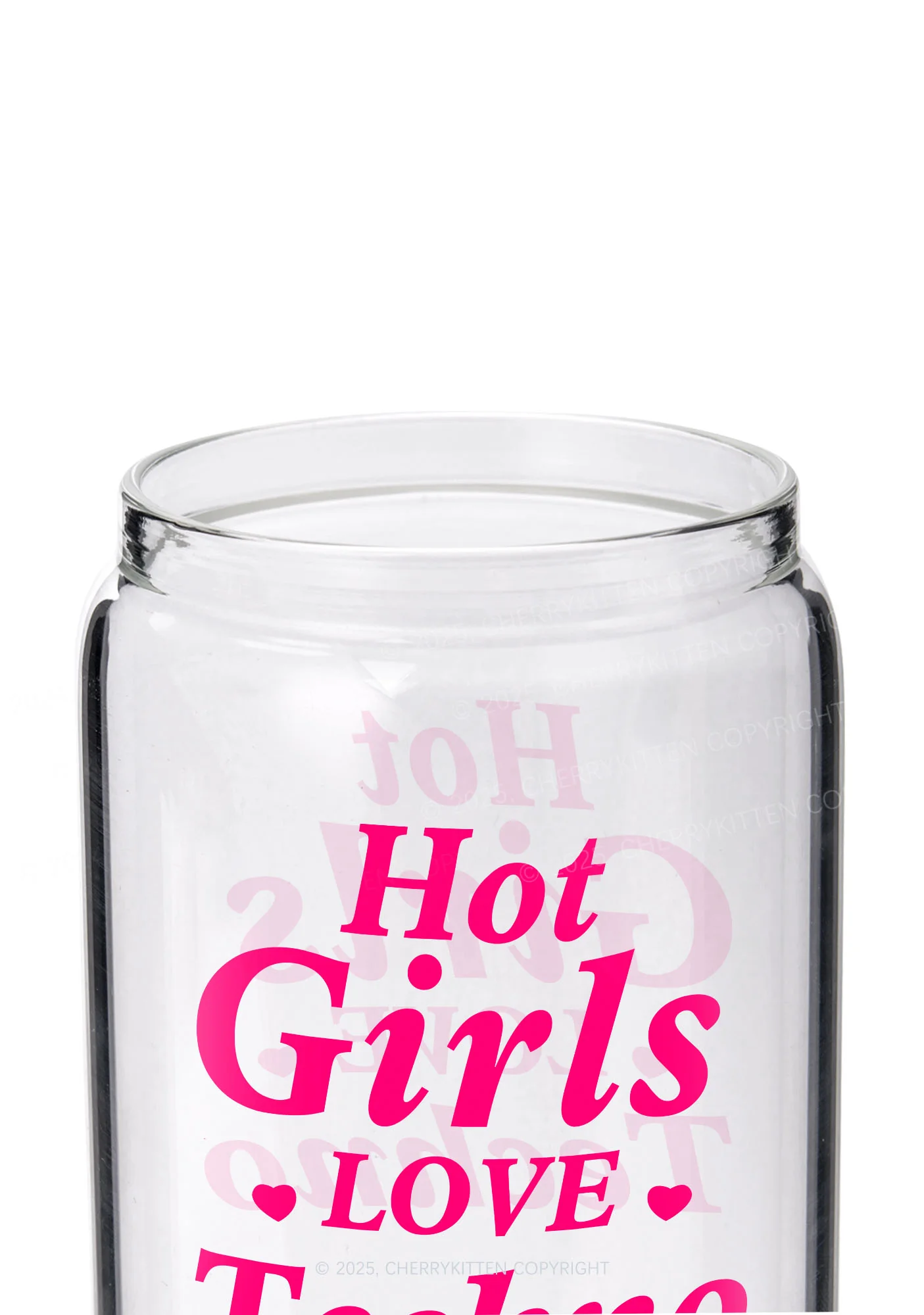 Hot Girls Love Techno Y2K Printed Glass Cup Cherrykitten - Image 2