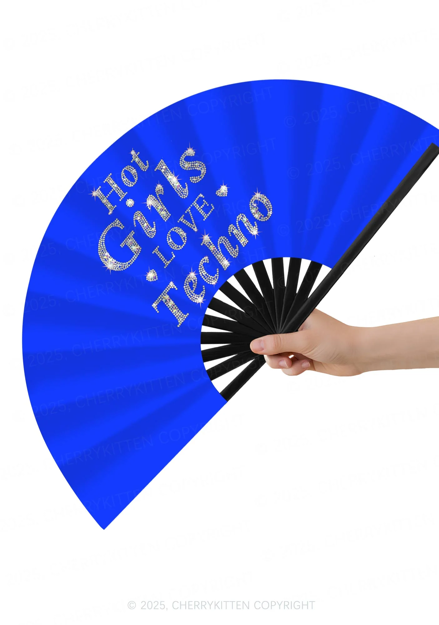 Hot Girls Love Techno Y2K Rave Hand Fan Cherrykitten - Image 2