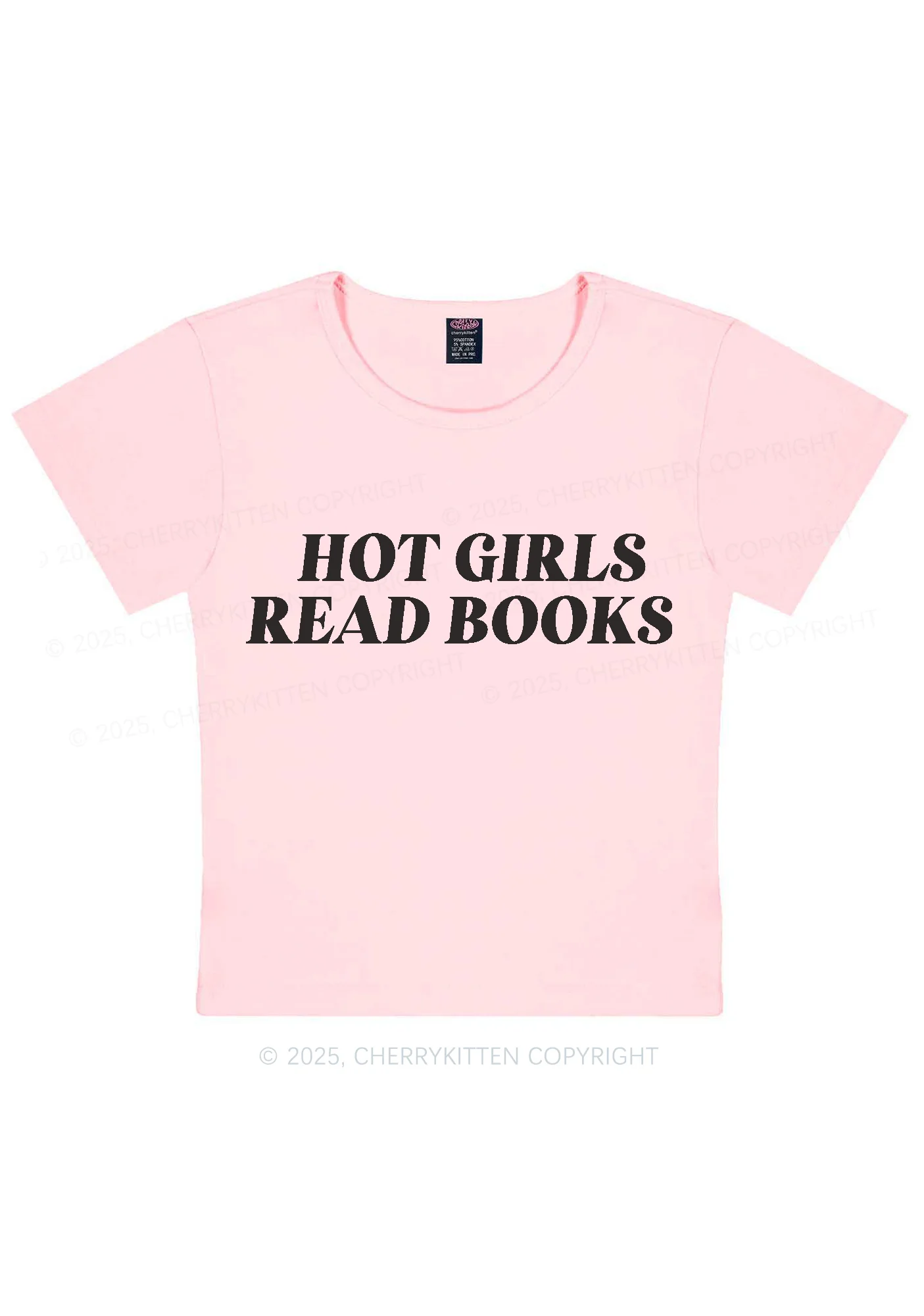 Hot Girls Read Books Y2K Baby Tee Cherrykitten - Image 10