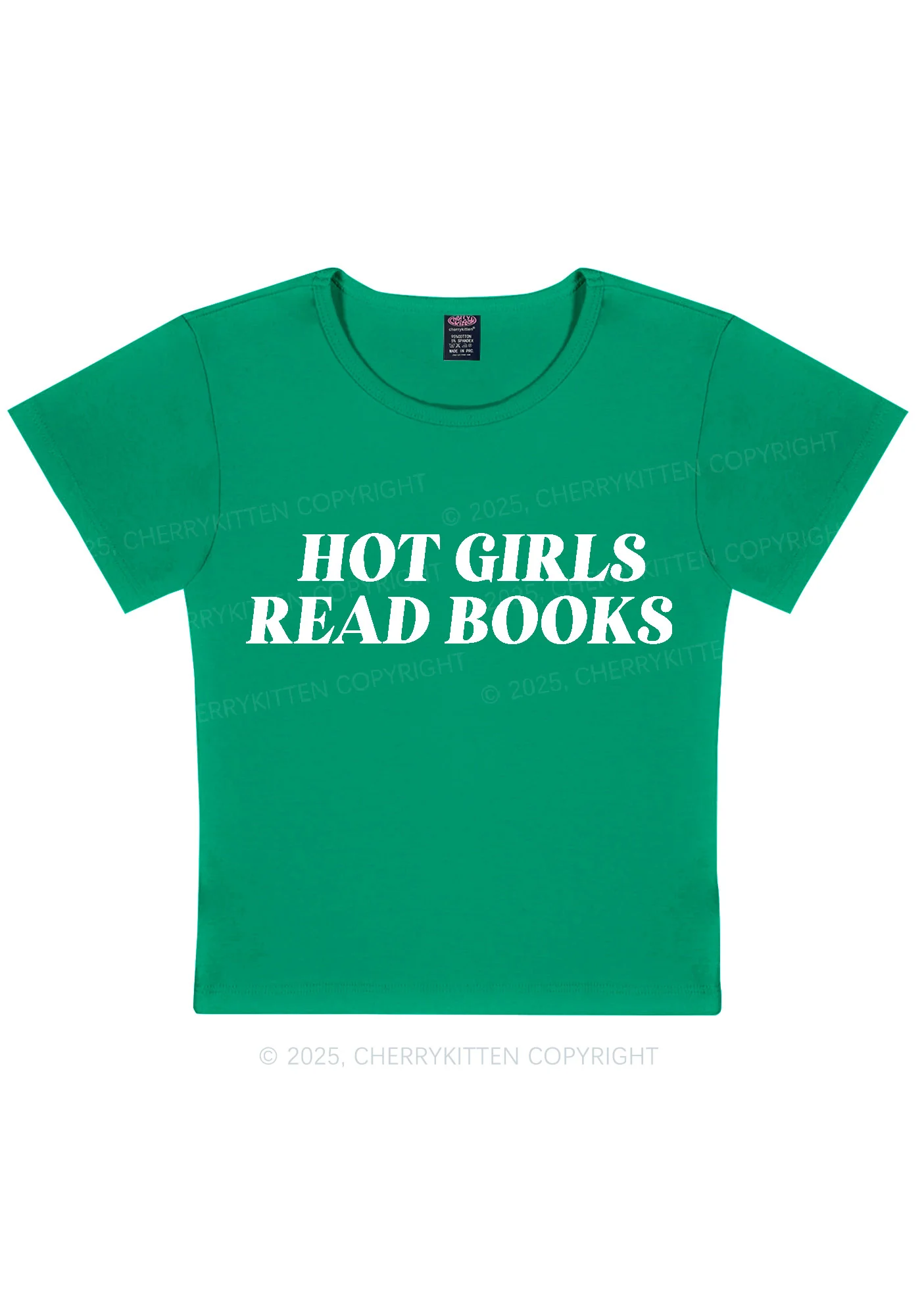 Hot Girls Read Books Y2K Baby Tee Cherrykitten - Image 12