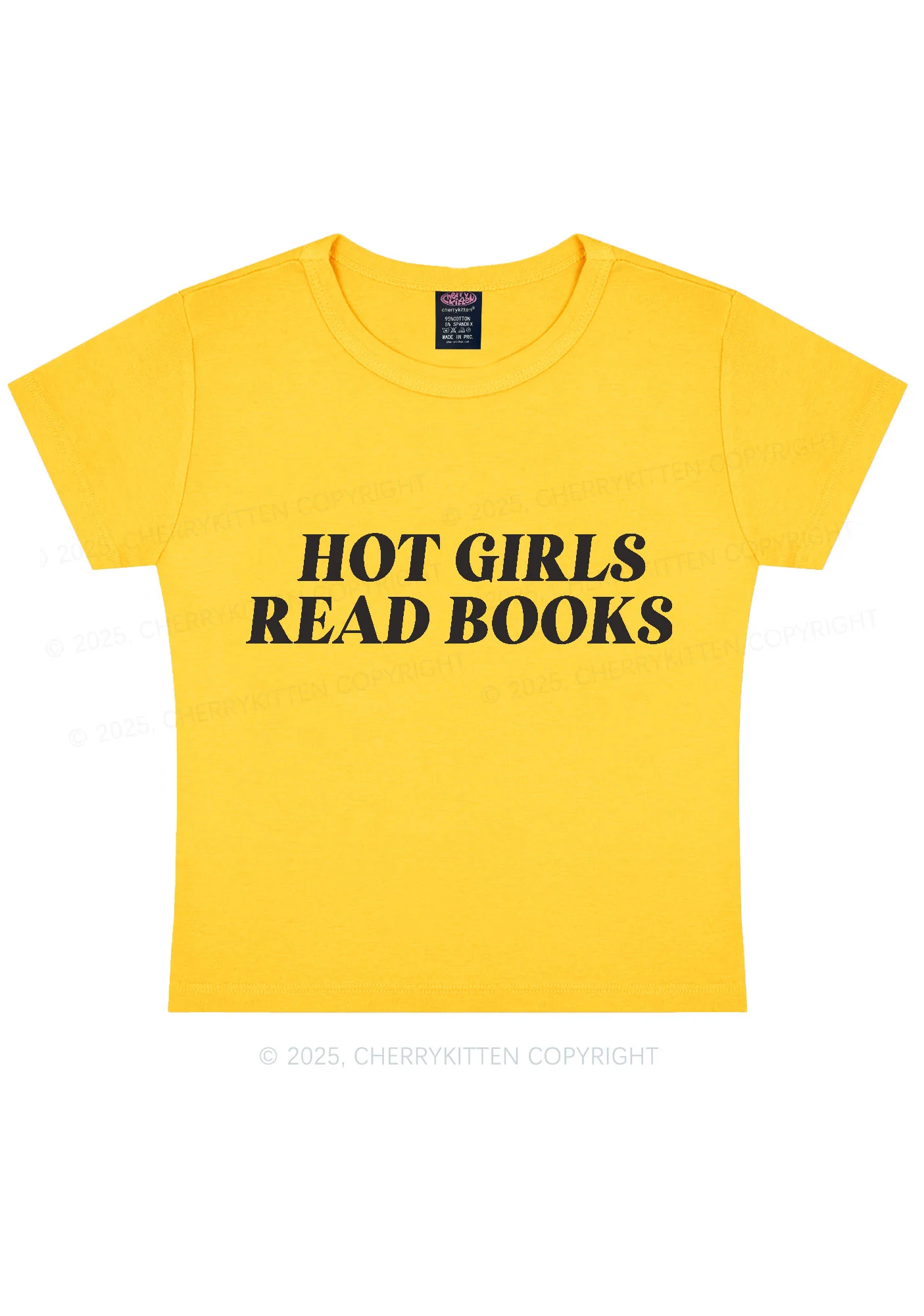 Hot Girls Read Books Y2K Baby Tee Cherrykitten - Image 3