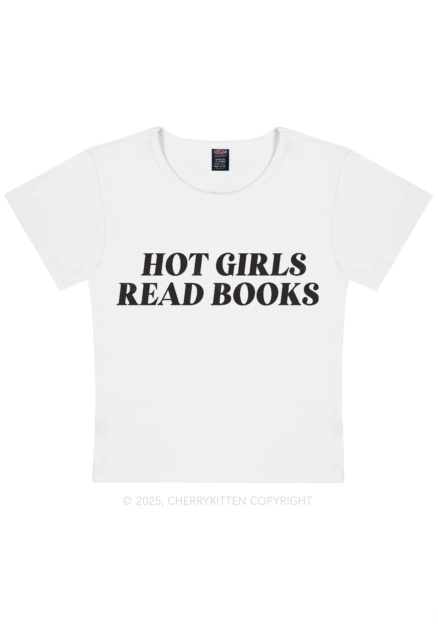 Hot Girls Read Books Y2K Baby Tee Cherrykitten - Image 4