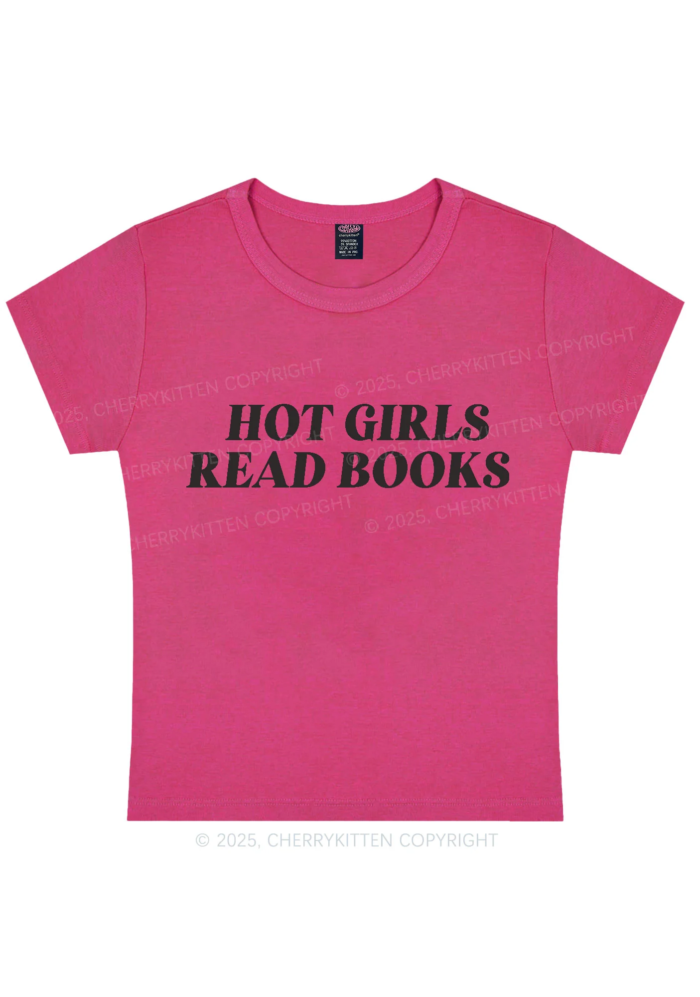 Hot Girls Read Books Y2K Baby Tee Cherrykitten - Image 7