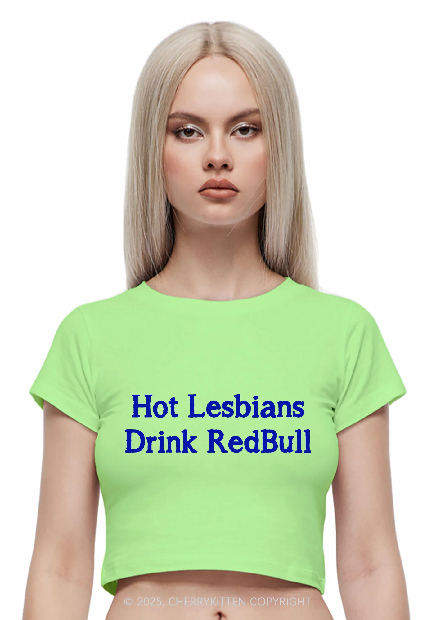 Hot Lesbians Drink Red Pride Y2K Baby Tee Cherrykitten - Image 2