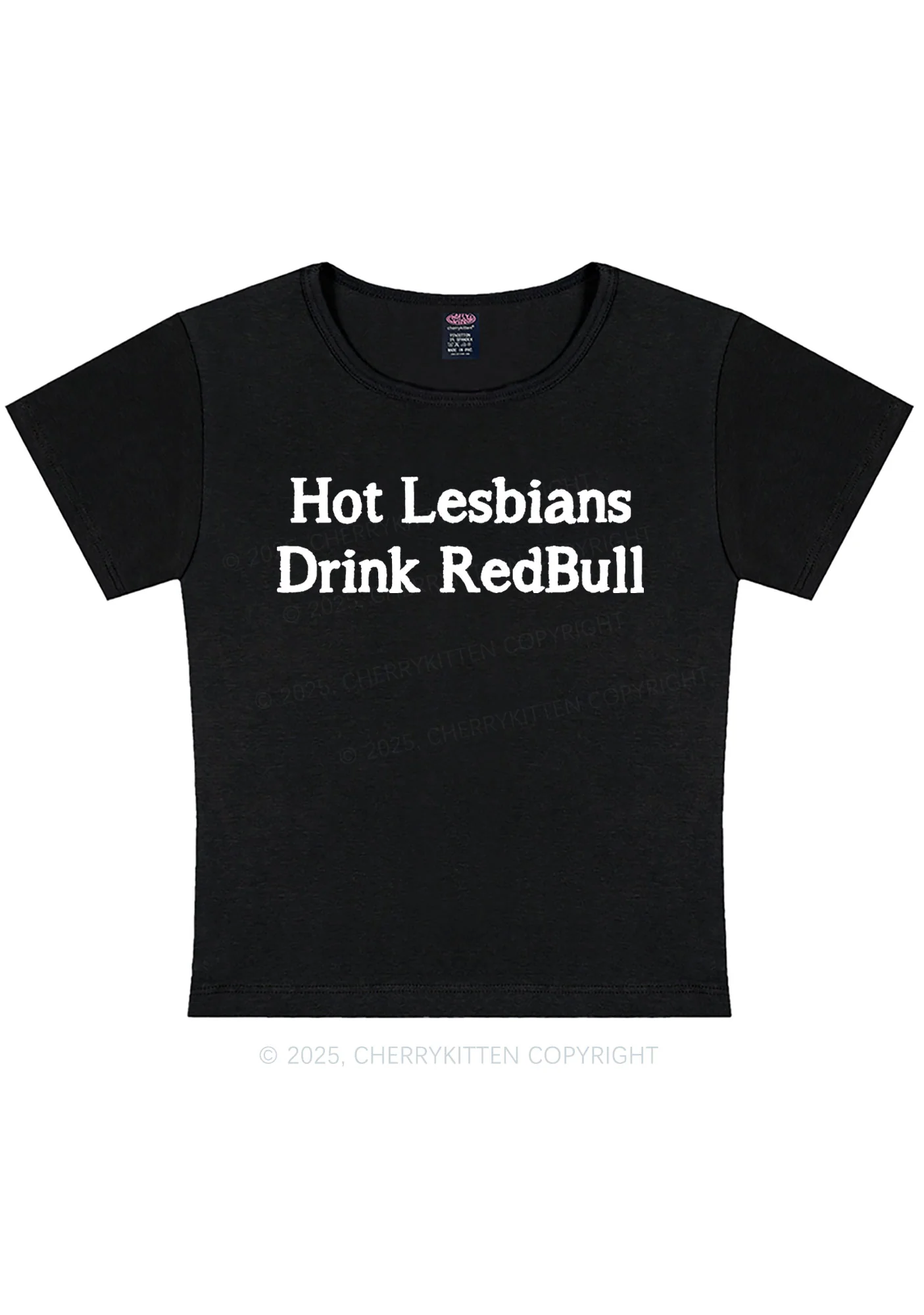 Hot Lesbians Drink Red Pride Y2K Baby Tee Cherrykitten - Image 4