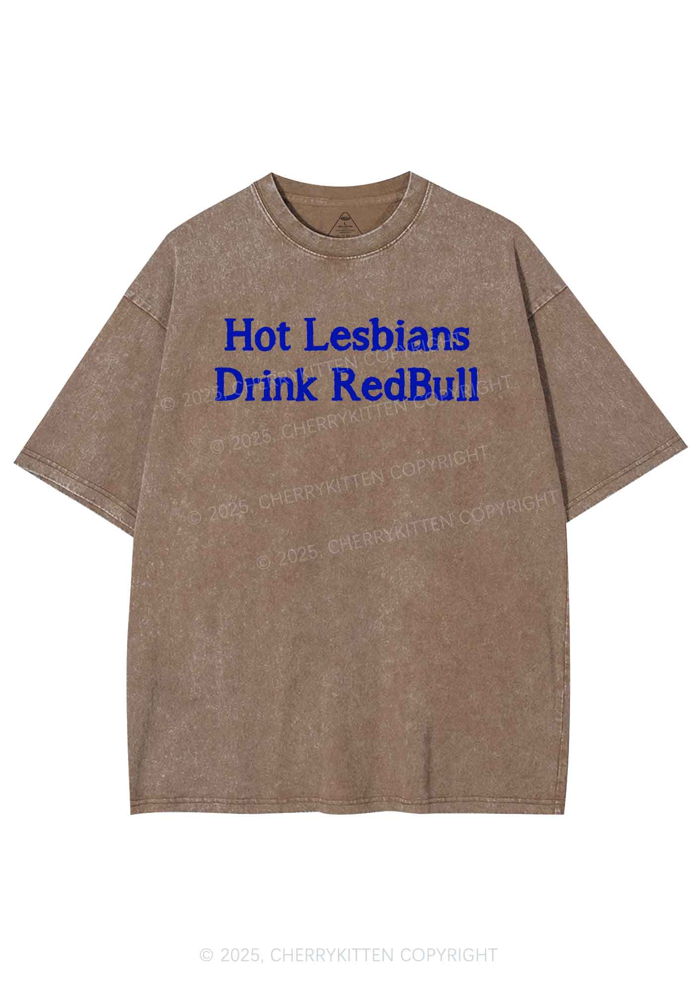 Hot Lesbians Drink Red Pride Y2K Shirts Washed Tee Cherrykitten - Image 6