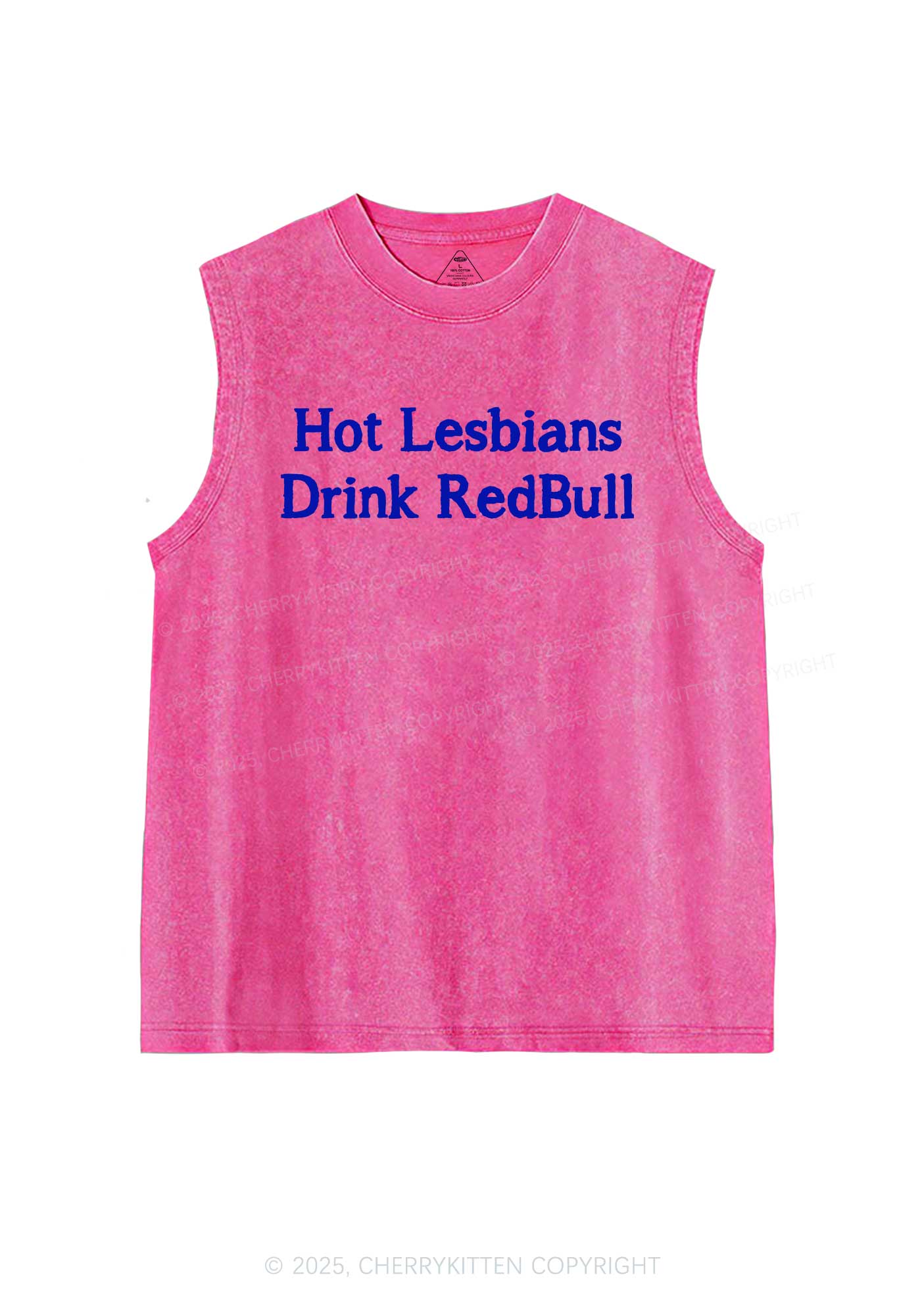 Hot Lesbians Drink Red Pride Y2K Washed Muscle Tank Cherrykitten - Image 4