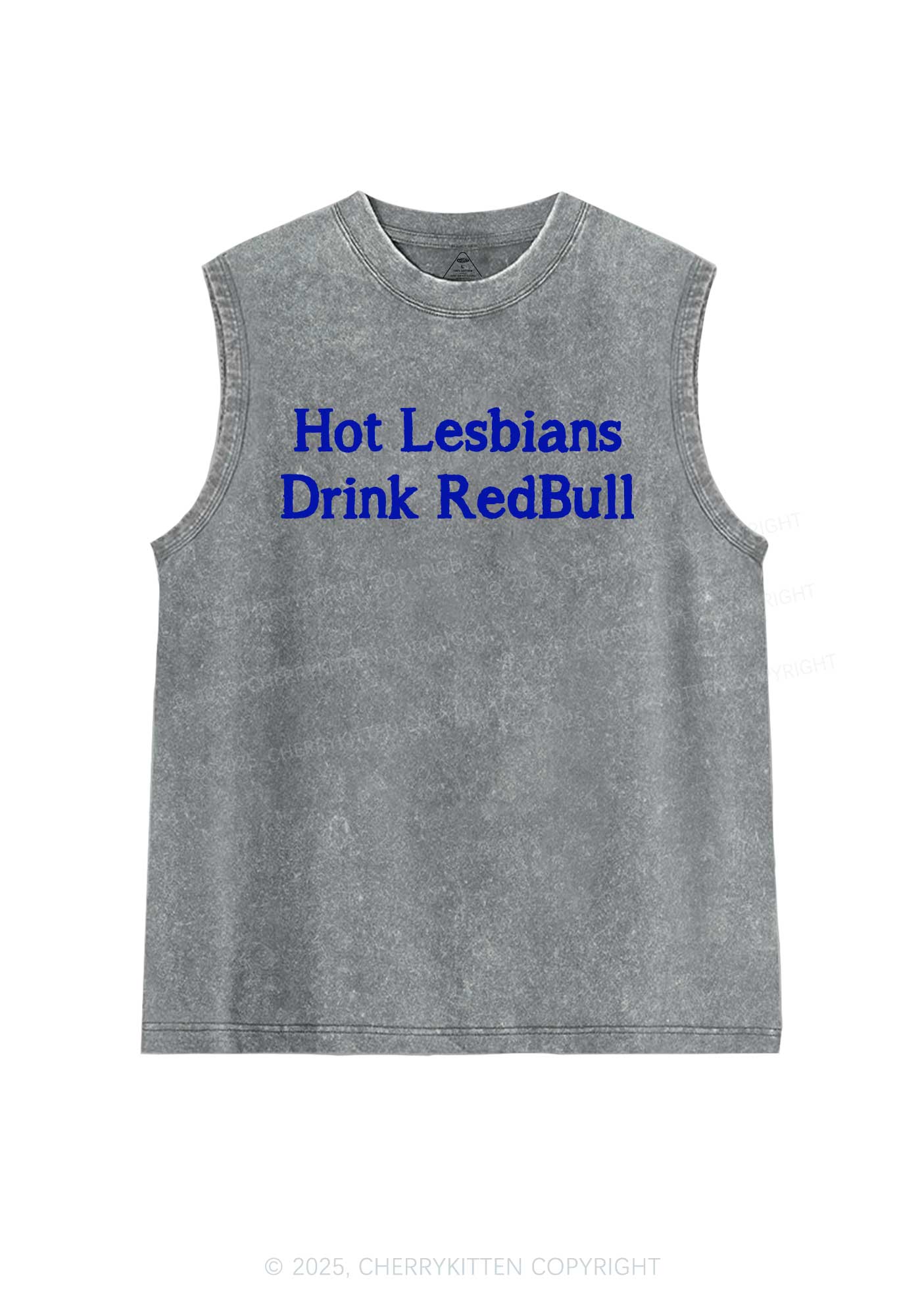 Hot Lesbians Drink Red Pride Y2K Washed Muscle Tank Cherrykitten - Image 5